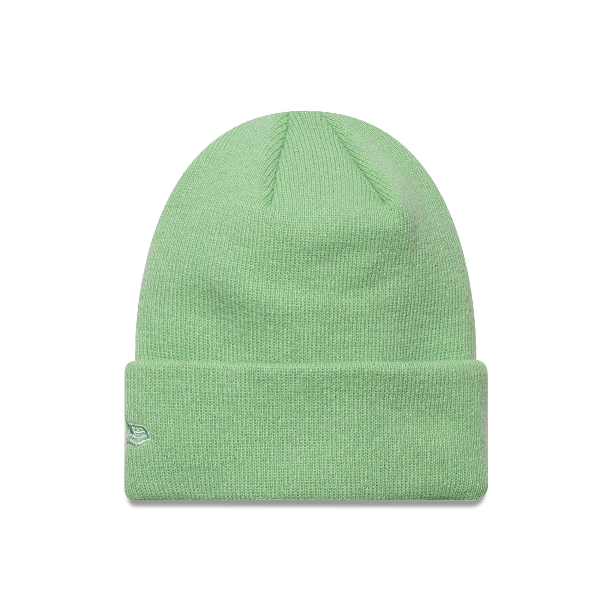 This is a New York Yankees Youth MLB League Essential Pastel Green Cuff Knit Beanie Hat 2