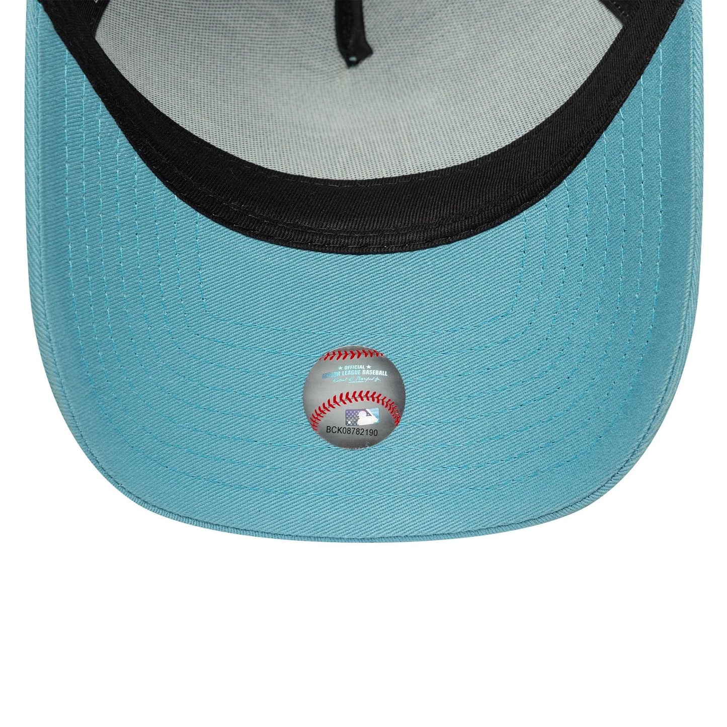 This is a LA Dodgers MLB League Essential Pastel Blue 9FORTY A-Frame Trucker Adjustable Cap 5