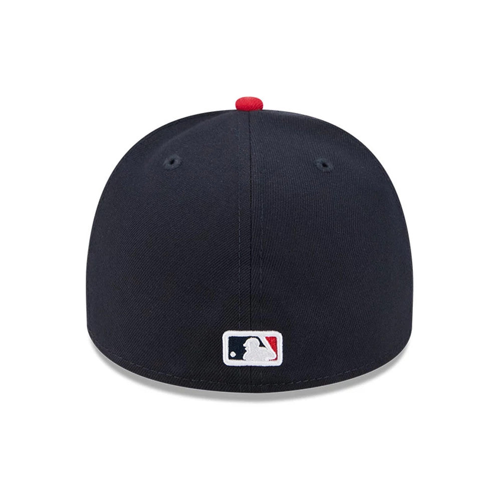 Pictured is this MLB Cartoon Atlanta Braves 59FIFTY A-Frame Fitted cap in navy. 7