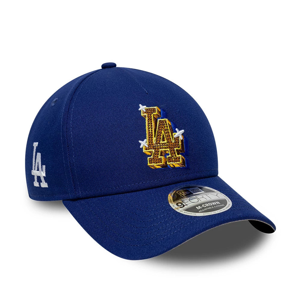 Pictured is this MLB Emblem LA Dodgers 9FORTY M-Crown A-Frame cap in dark blue. 1