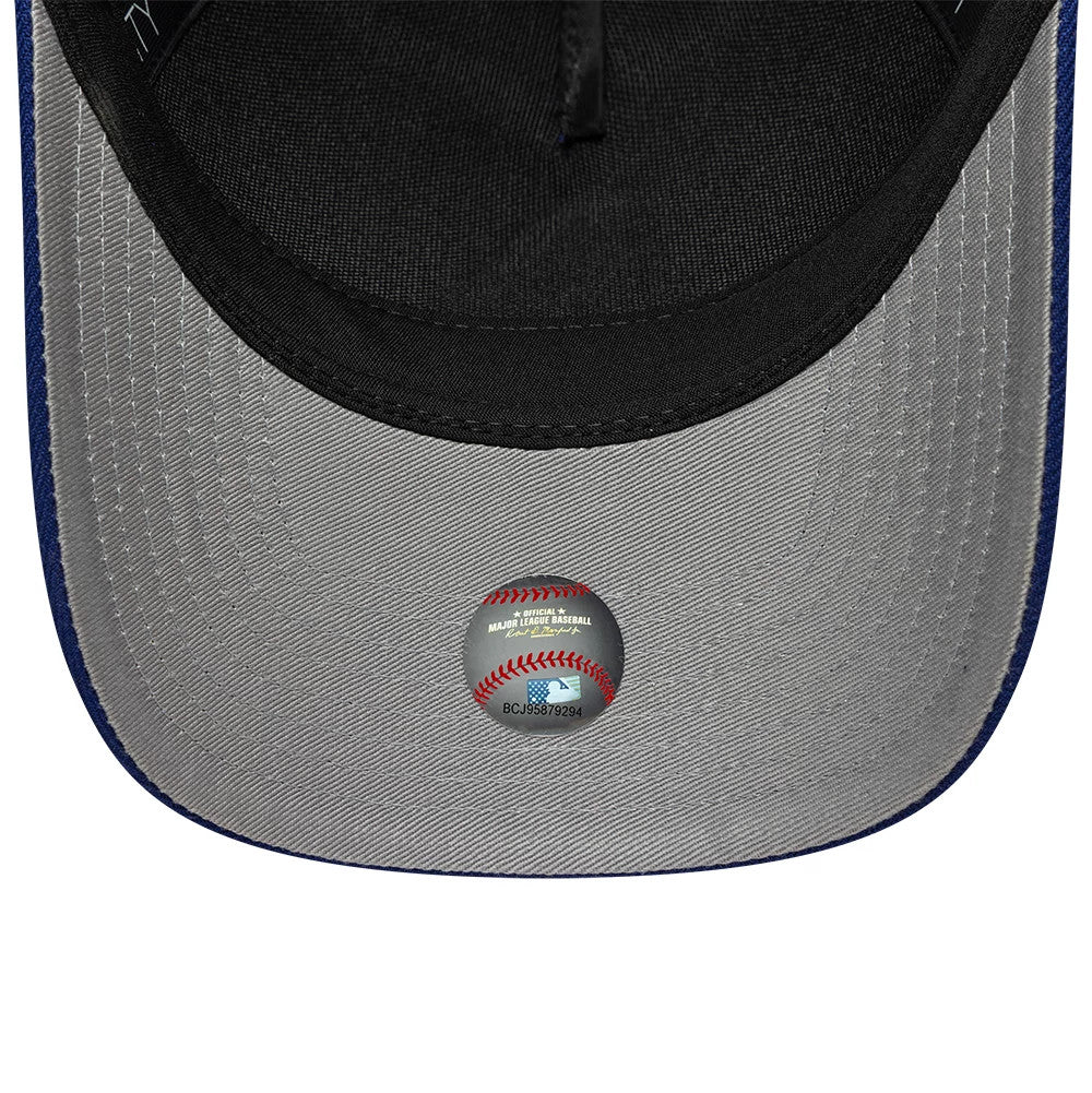 Pictured is this MLB Emblem LA Dodgers 9FORTY M-Crown A-Frame cap in dark blue. 2