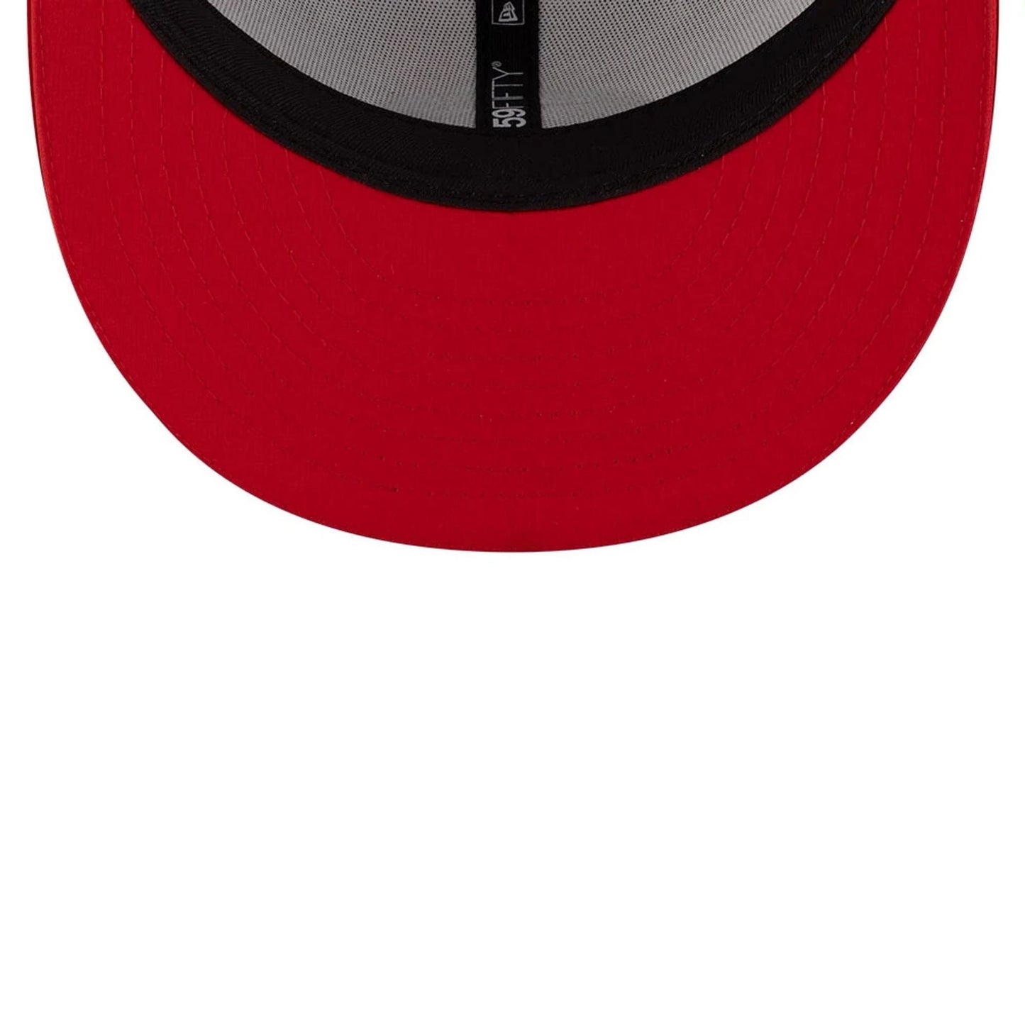 This is a San Francisco 49ers NFL Training 2025 White 59FIFTY Fitted Cap 7
