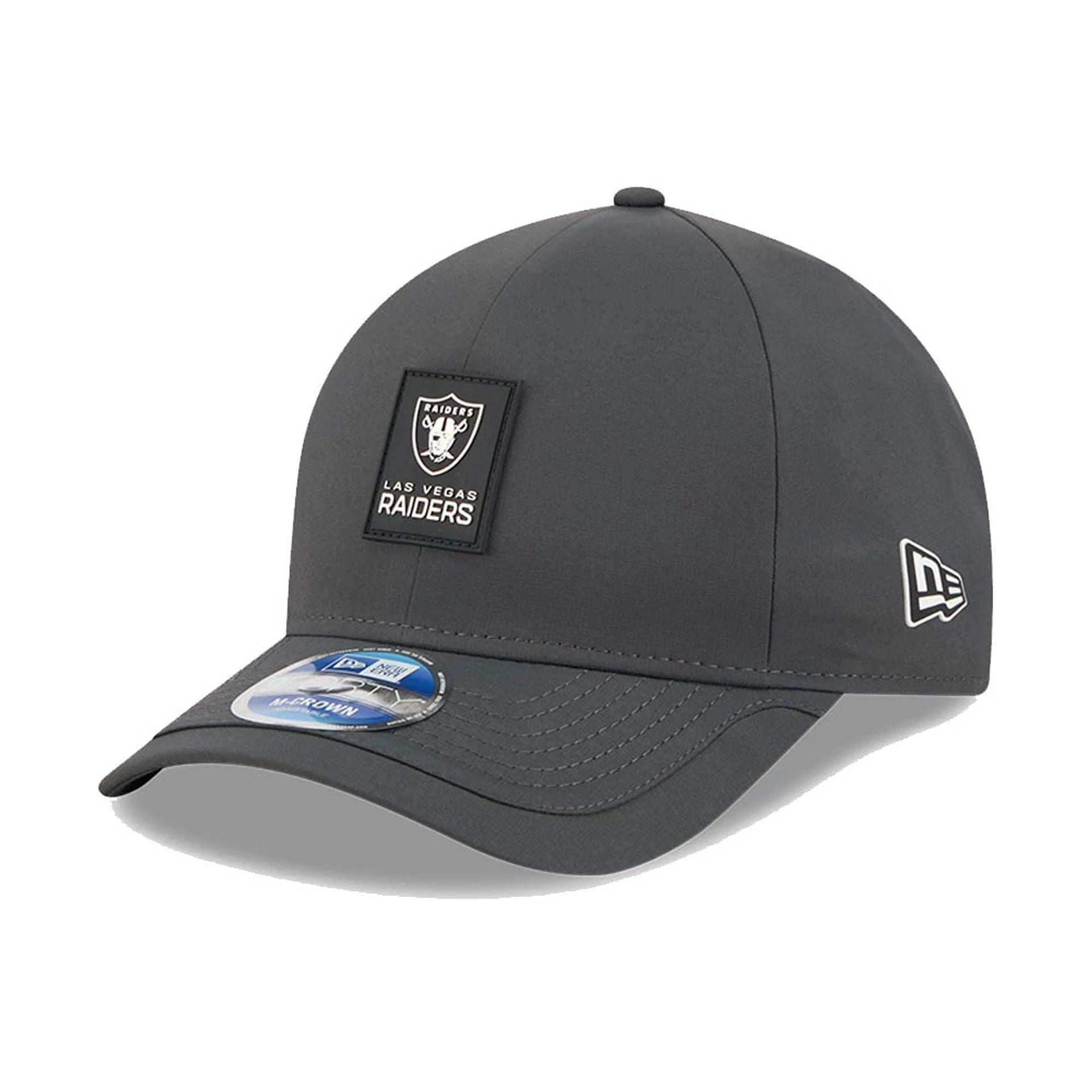 This is a Las Vegas Raiders NFL Sideline 2025 Charcoal 9FORTY M-Crown Adjustable Cap 1