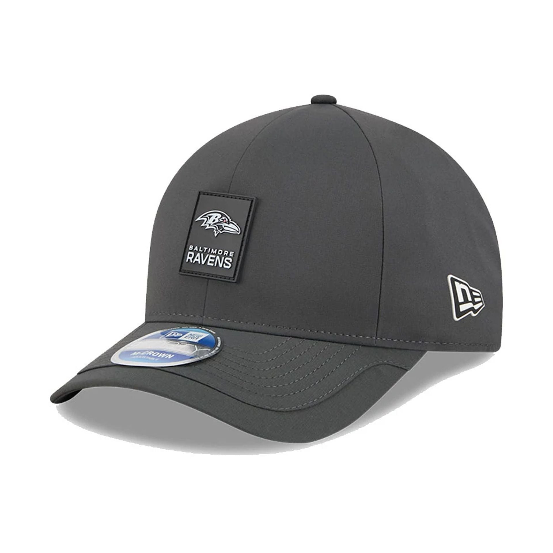 This is a Baltimore Ravens NFL Sideline 2025 Charcoal 9FORTY M-Crown Adjustable Cap 1