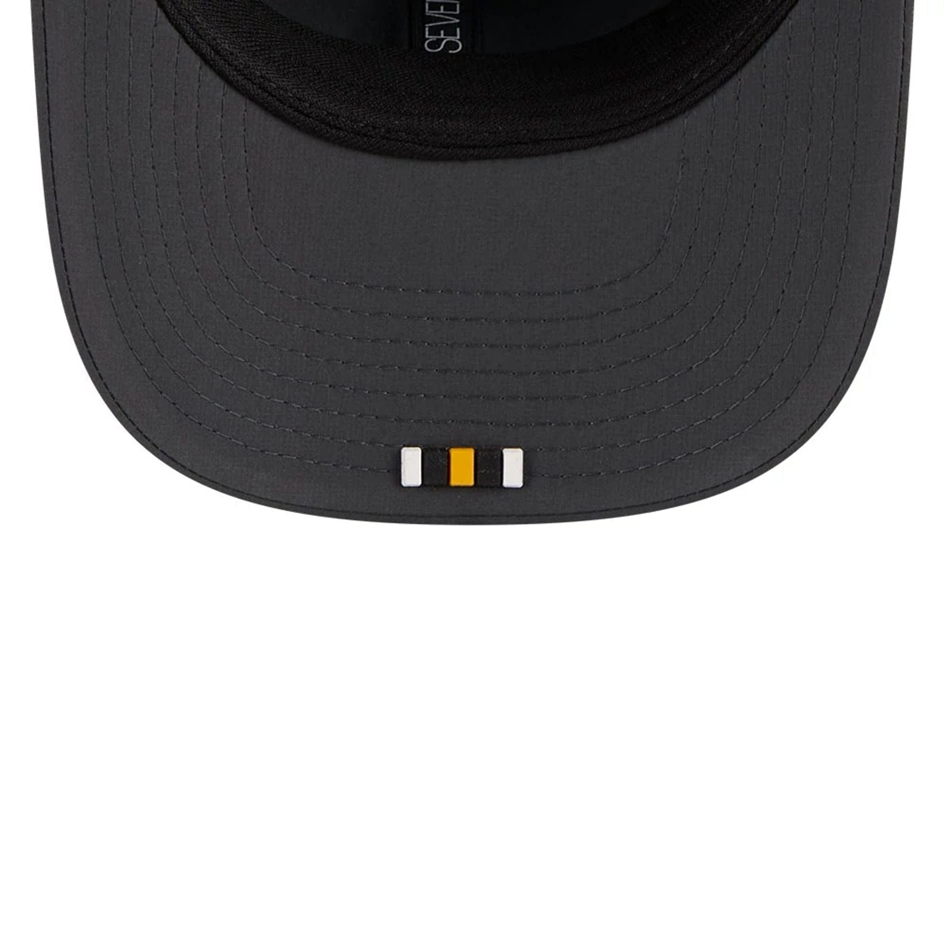 This is a Pittsburgh Steelers NFL Sideline 2025 Charcoal 9SEVENTY Stretch Snap Adjustable Cap 2