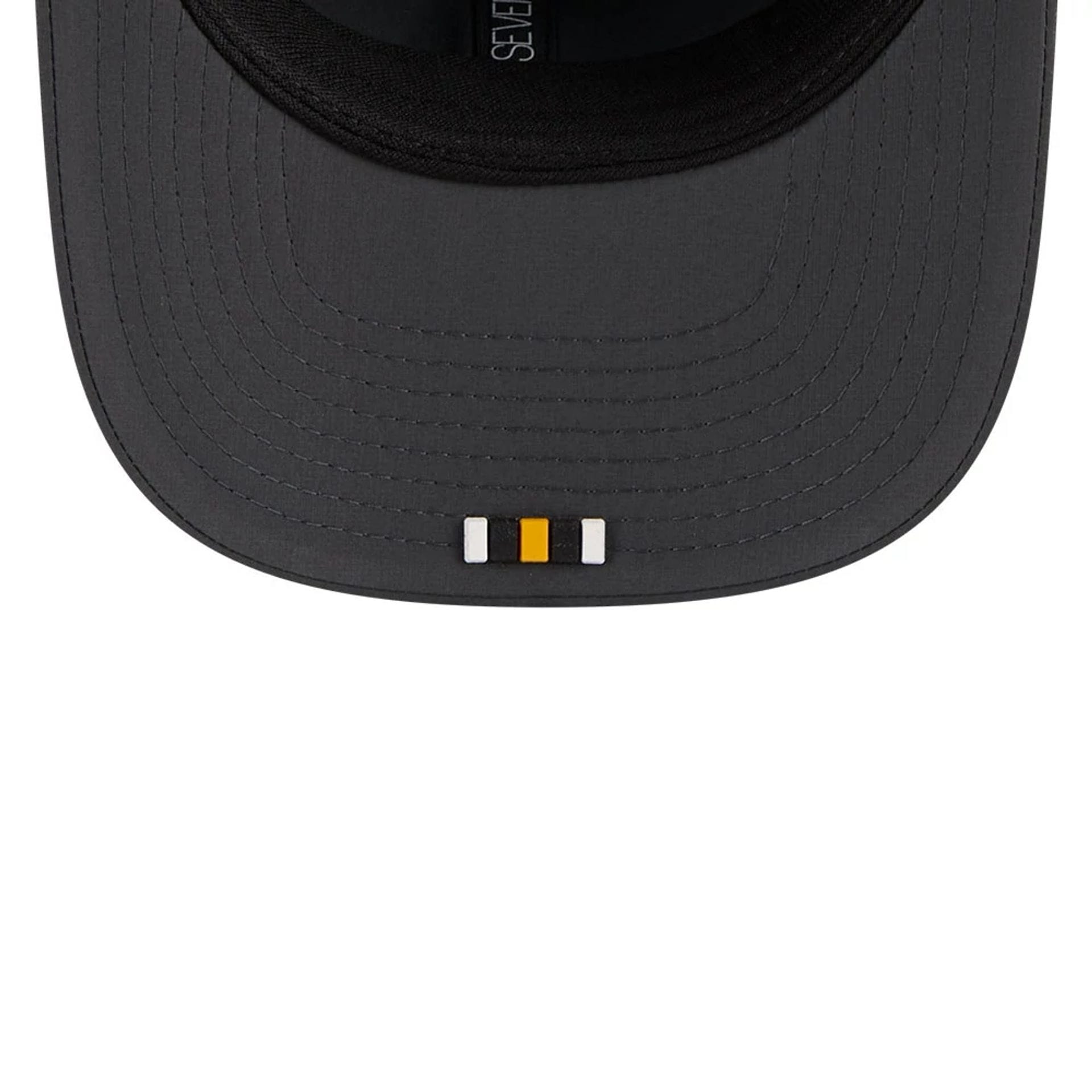 This is a Pittsburgh Steelers NFL Sideline 2025 Charcoal 9SEVENTY Stretch Snap Adjustable Cap 2