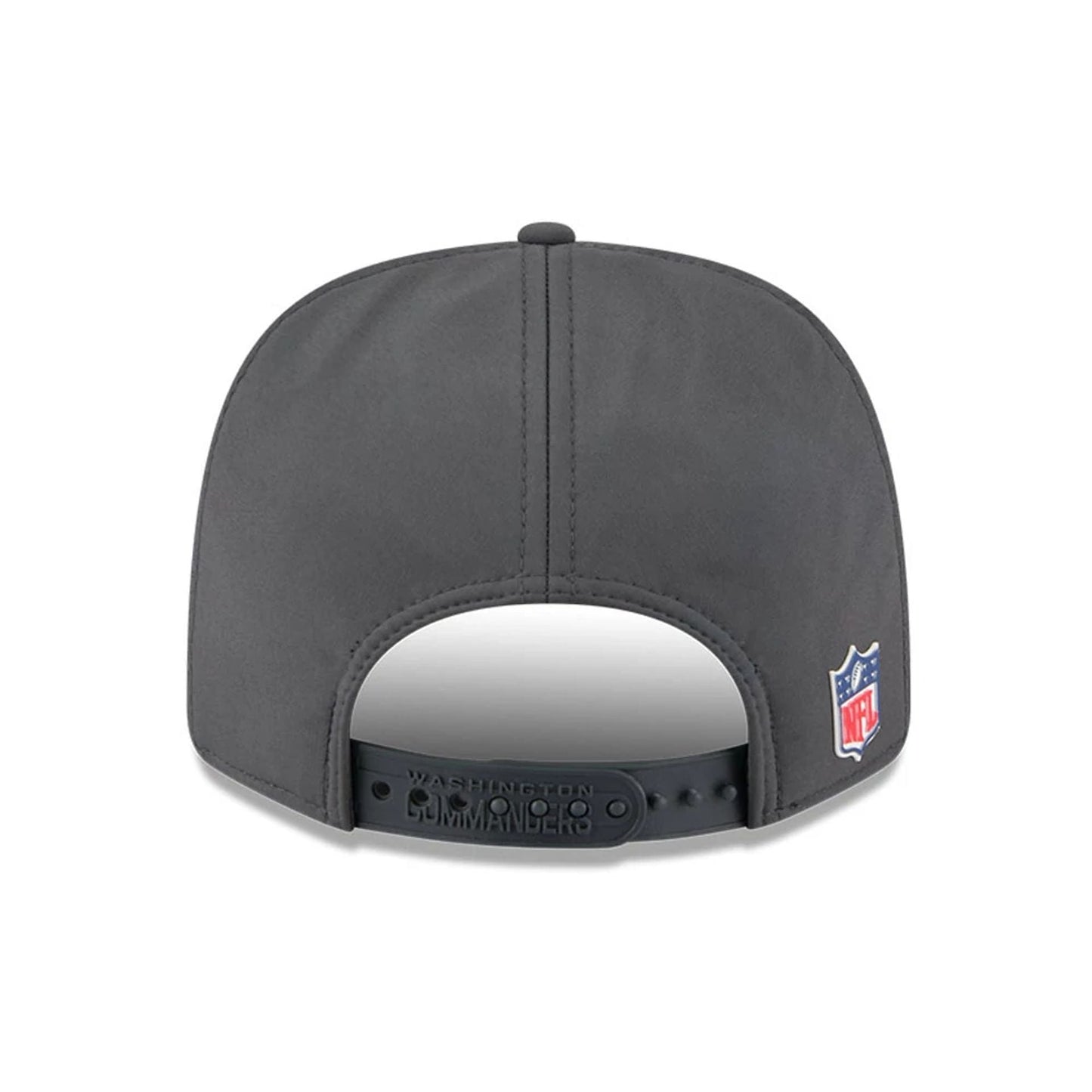 This is a Washington Commanders NFL Sideline 2025 Charcoal 9SEVENTY Stretch Snap Adjustable Cap 7