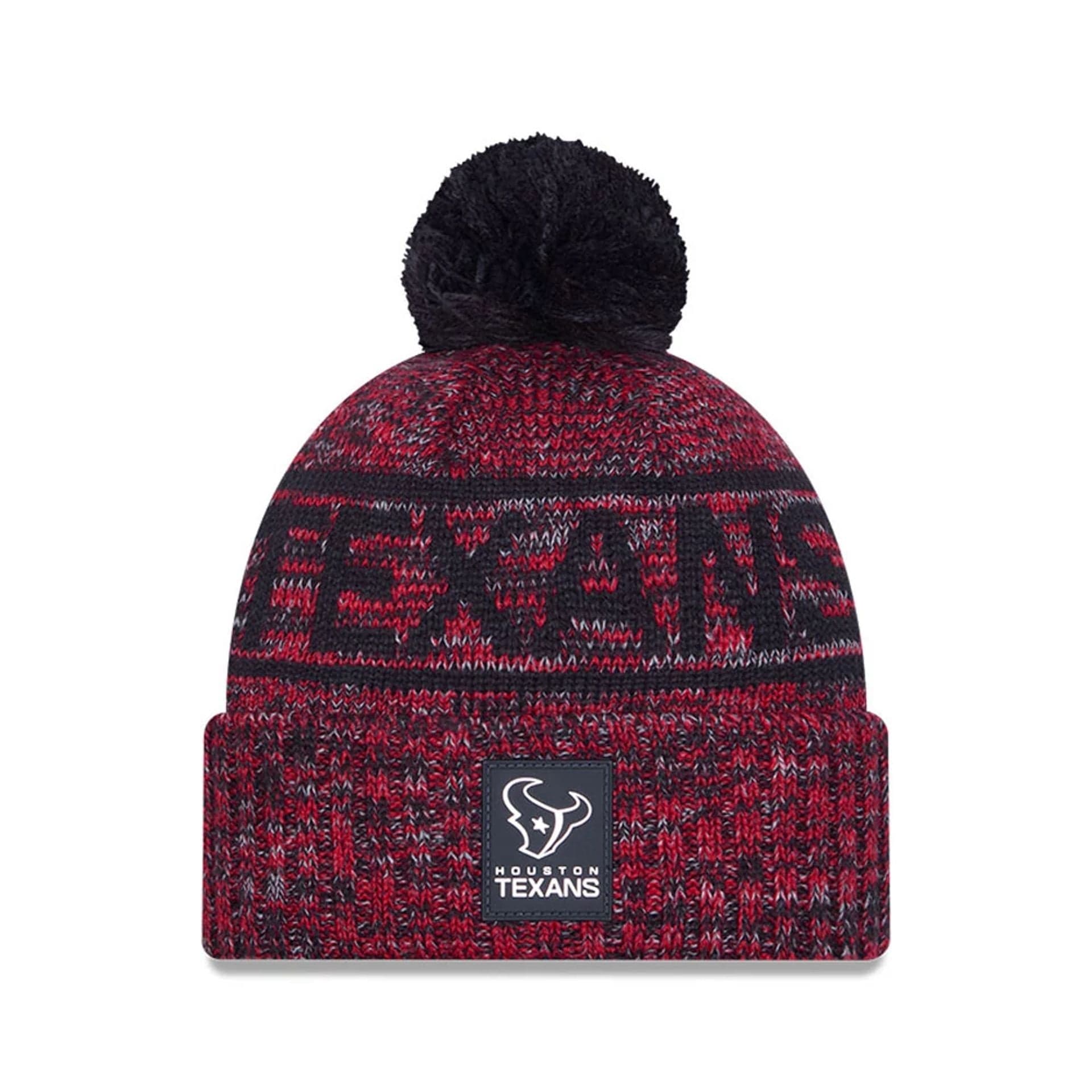 This is a Houston Texans NFL Sideline Red Sport Knit Beanie Hat 1