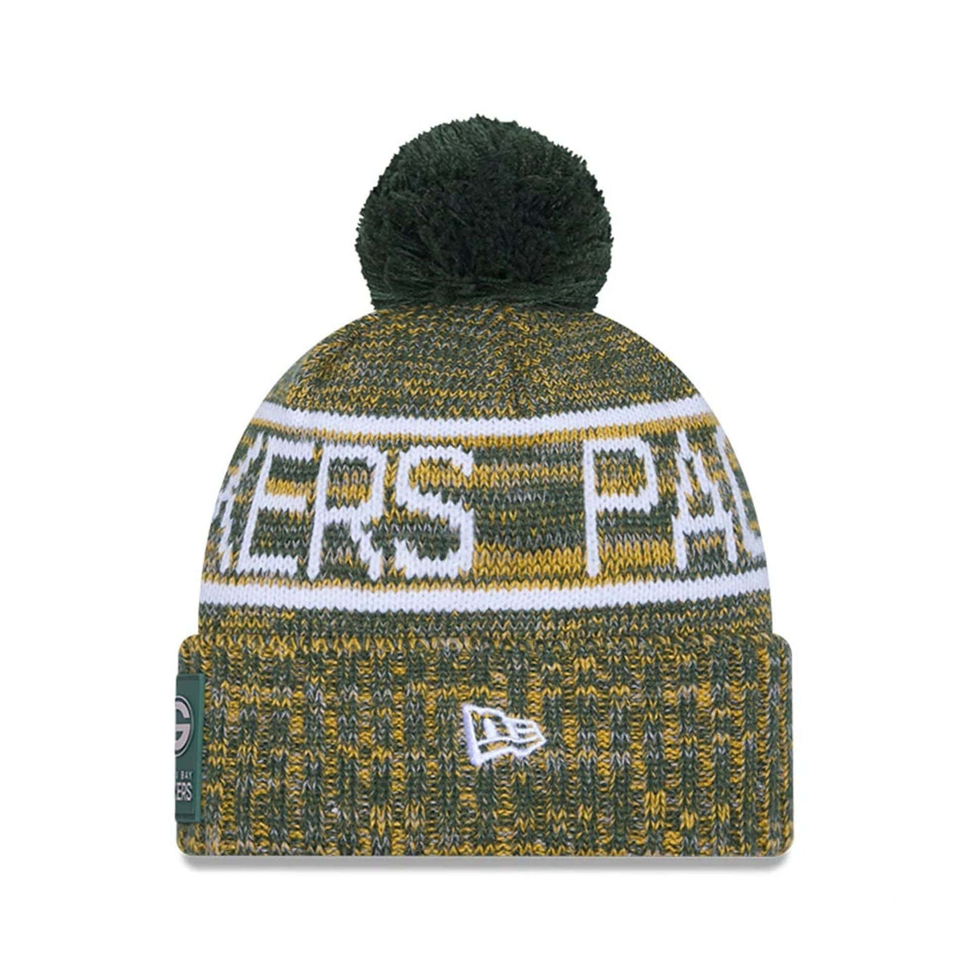 This is a Green Bay Packers NFL Sideline 2025 Dark Green Sport Knit Beanie Hat 2