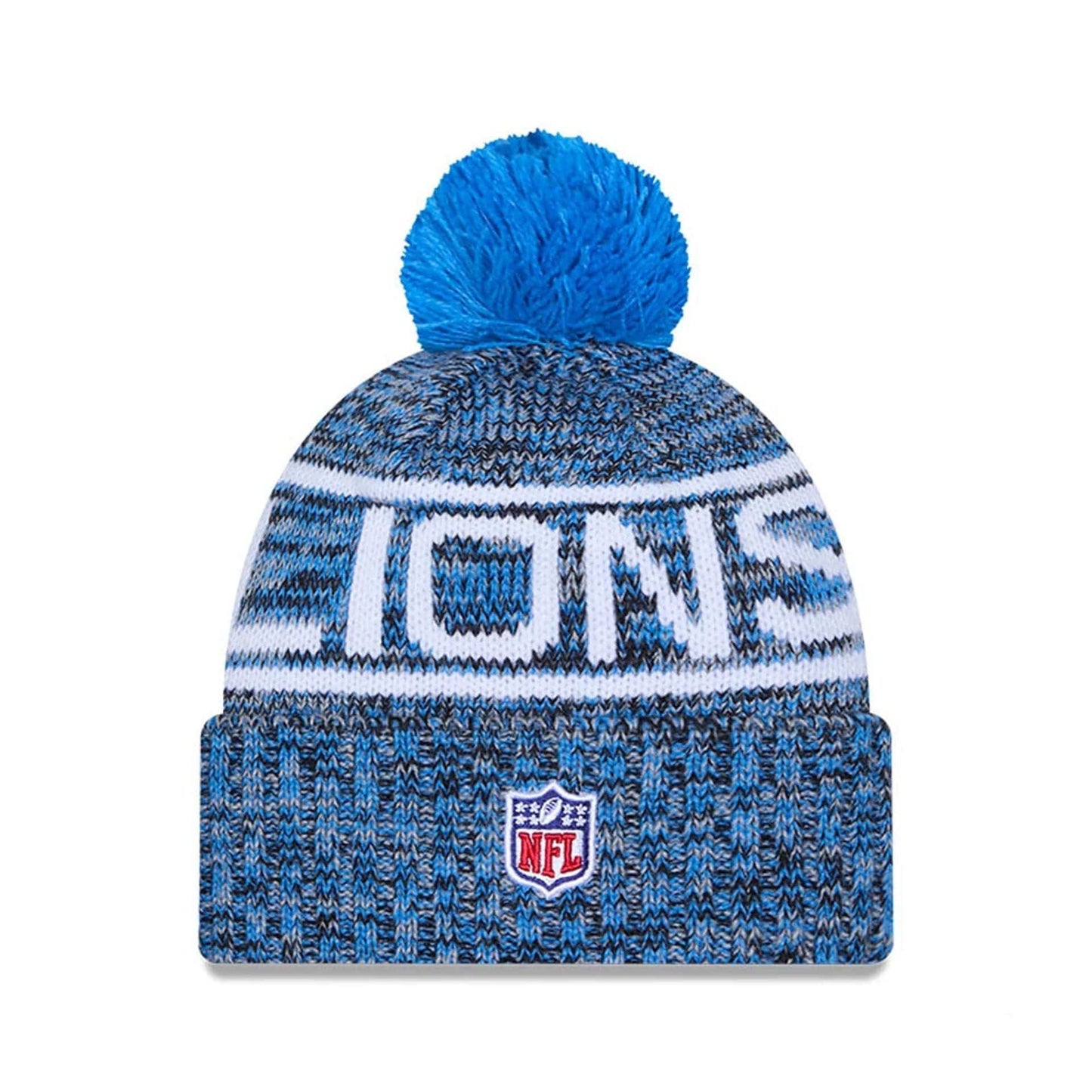 This is a Detroit Lions NFL Sideline 2025 Blue Sport Knit Beanie Hat 3