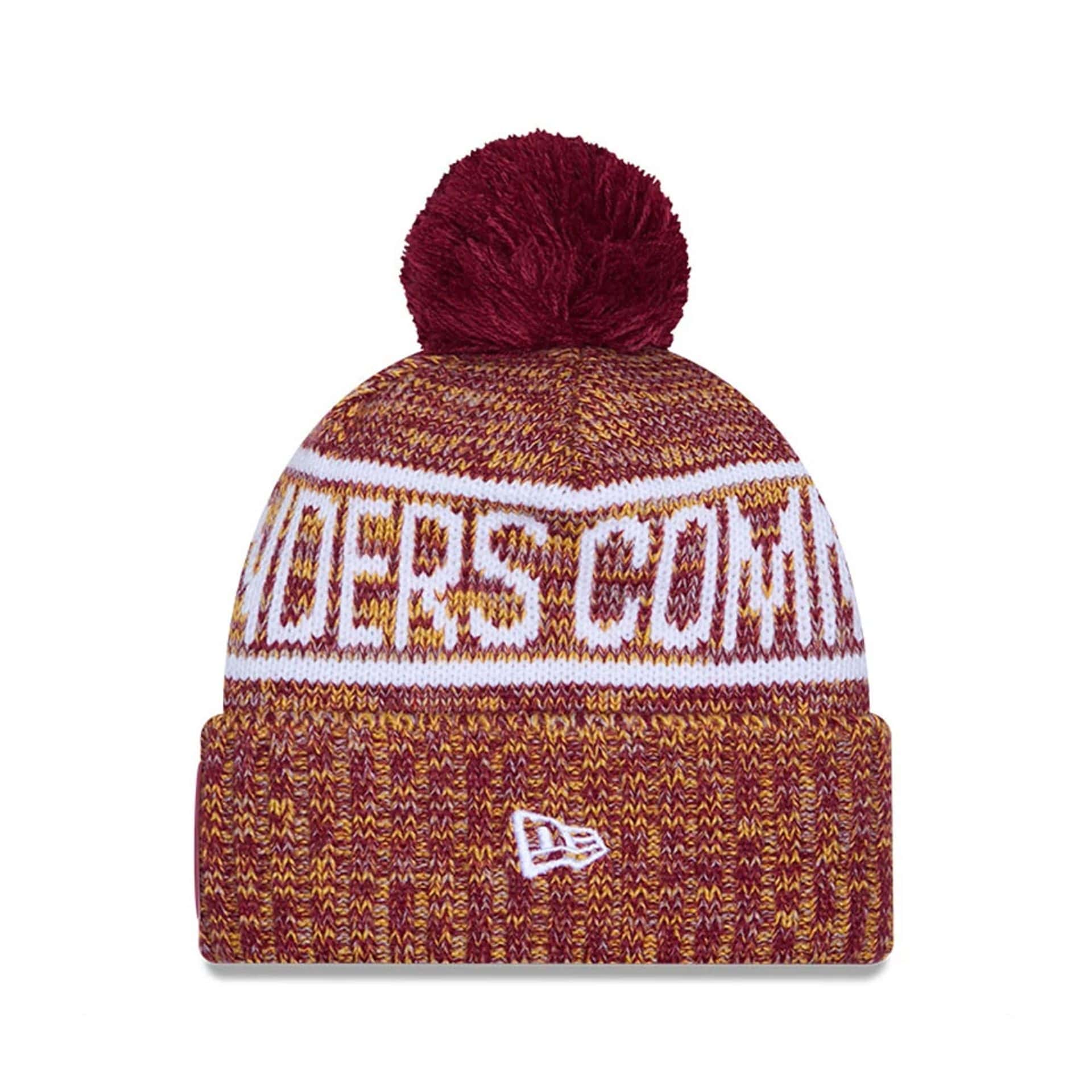 This is a Washington Commanders NFL Sideline 2025 Dark Red Sport Knit Beanie Hat 2