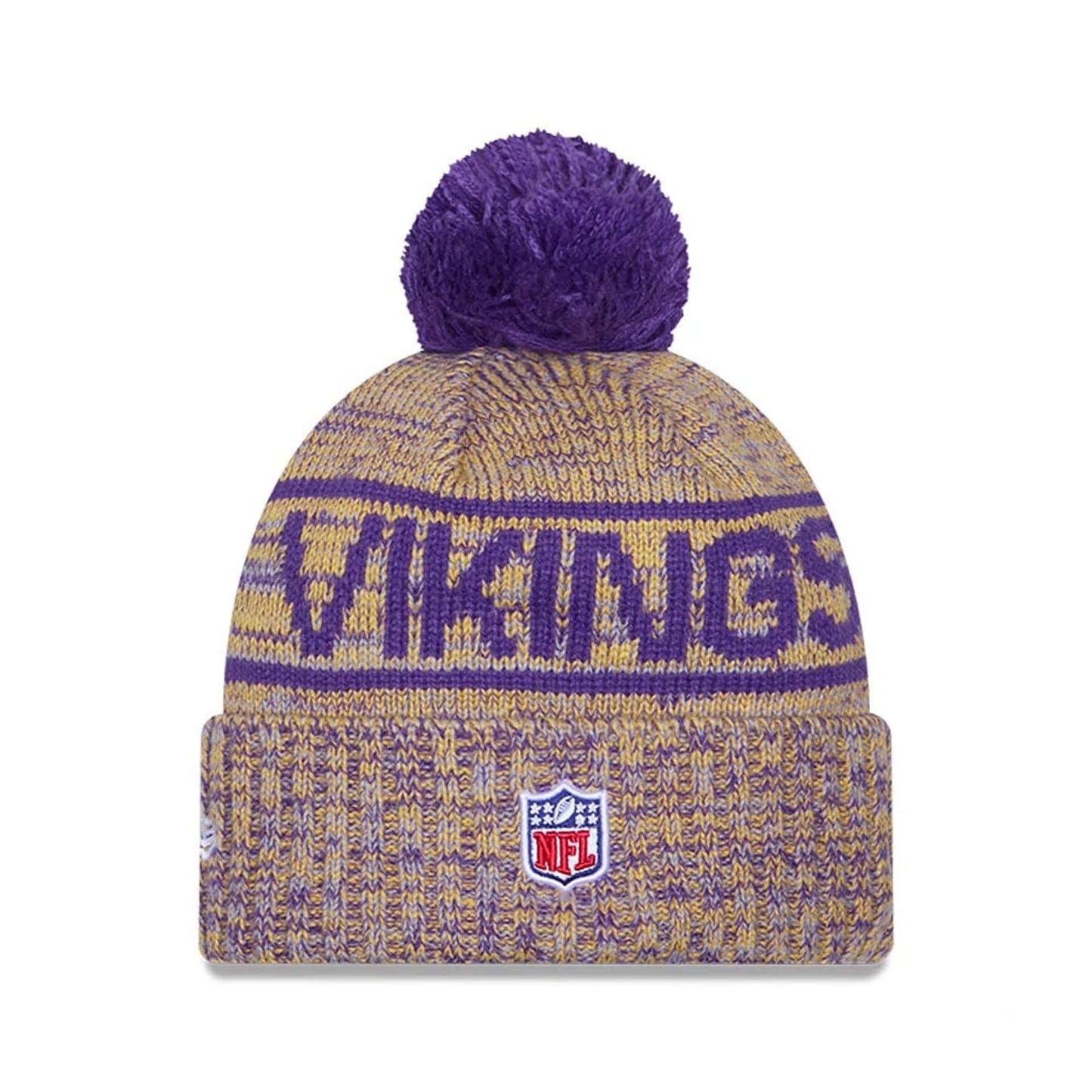 This is a Minnesota Vikings NFL Sideline 2025 Purple Sport Knit Beanie Hat 3