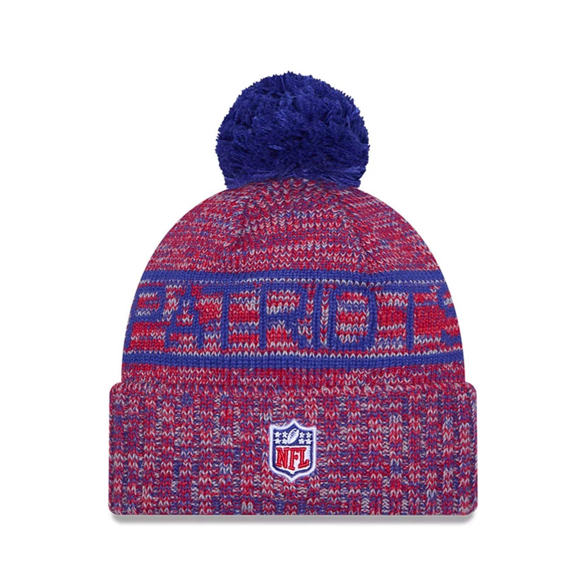 This is a New England Patriots NFL Sideline Blue Sport Knit Beanie Hat 2