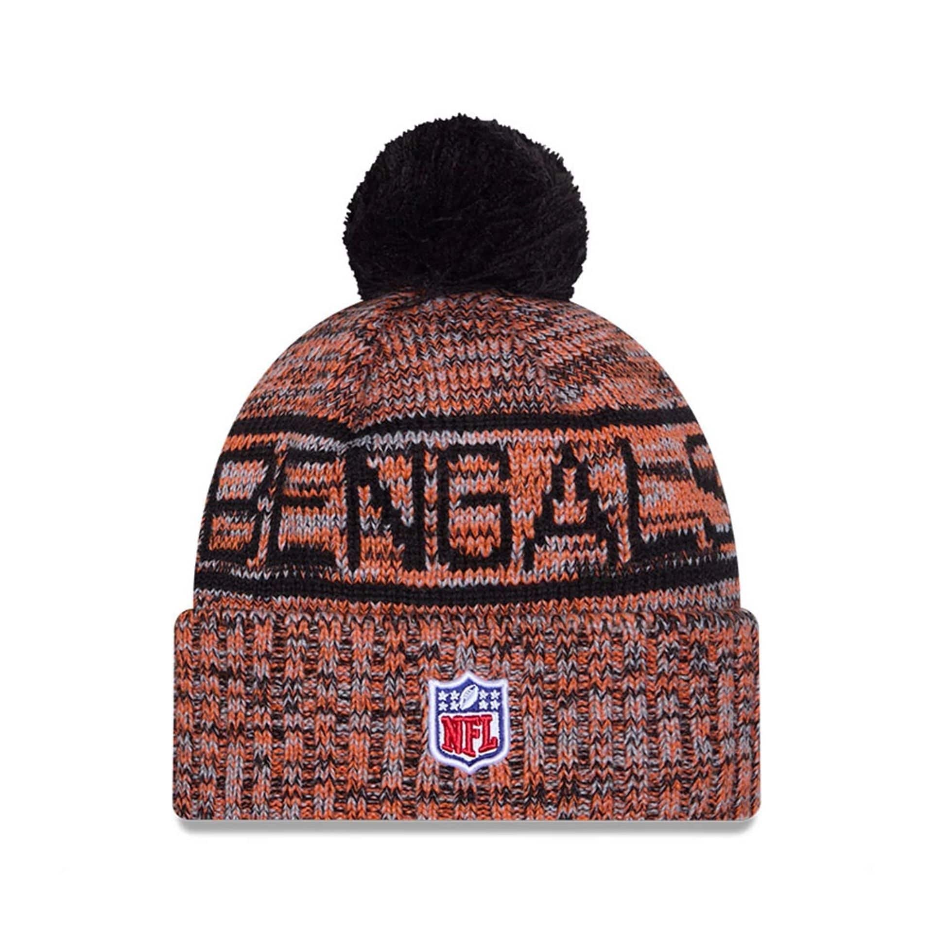 This is a Cincinnati Bengals NFL Sideline Black Sport Knit Beanie Hat 2