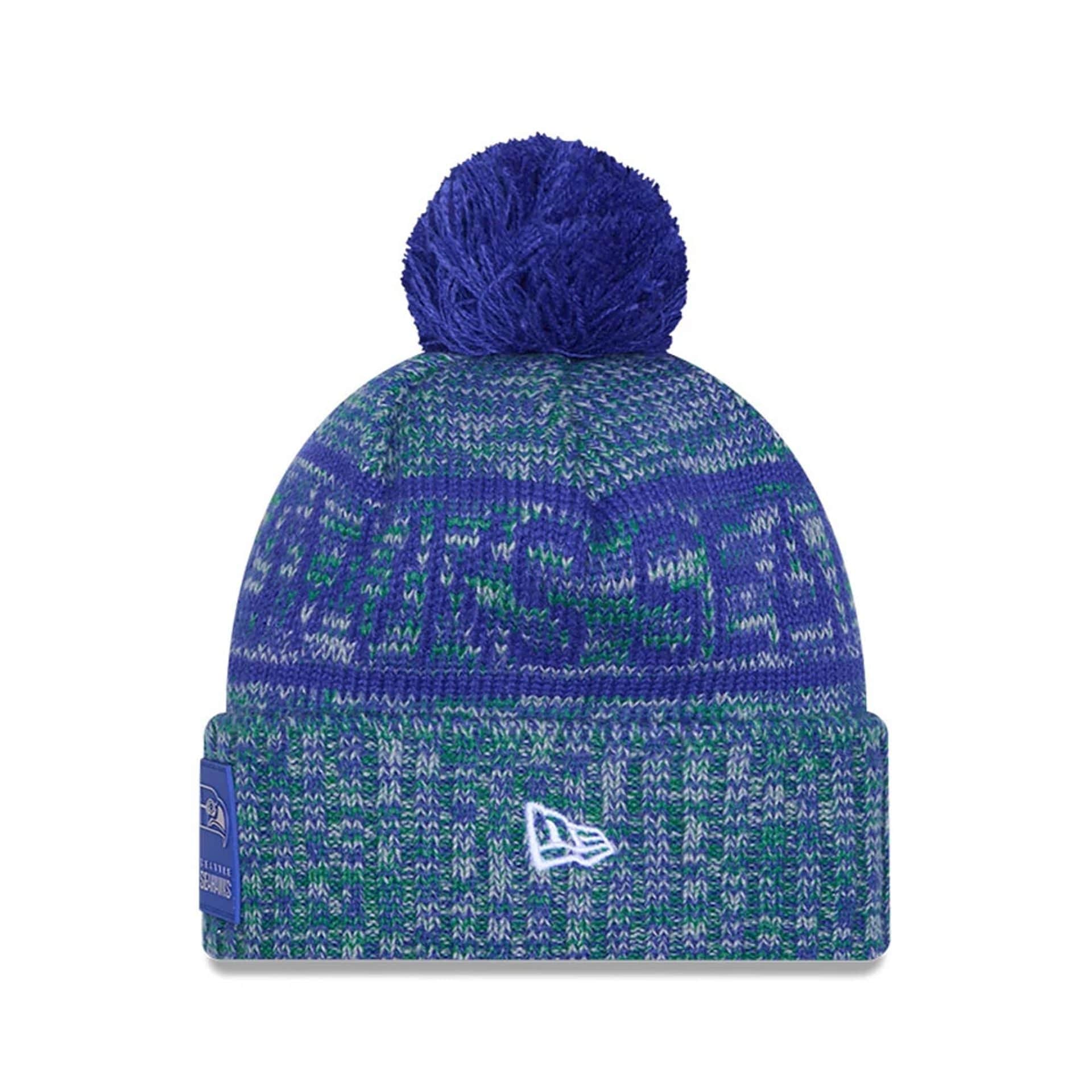 This is a Seattle Seahawks NFL Sideline Blue Sport Knit Beanie Hat 2