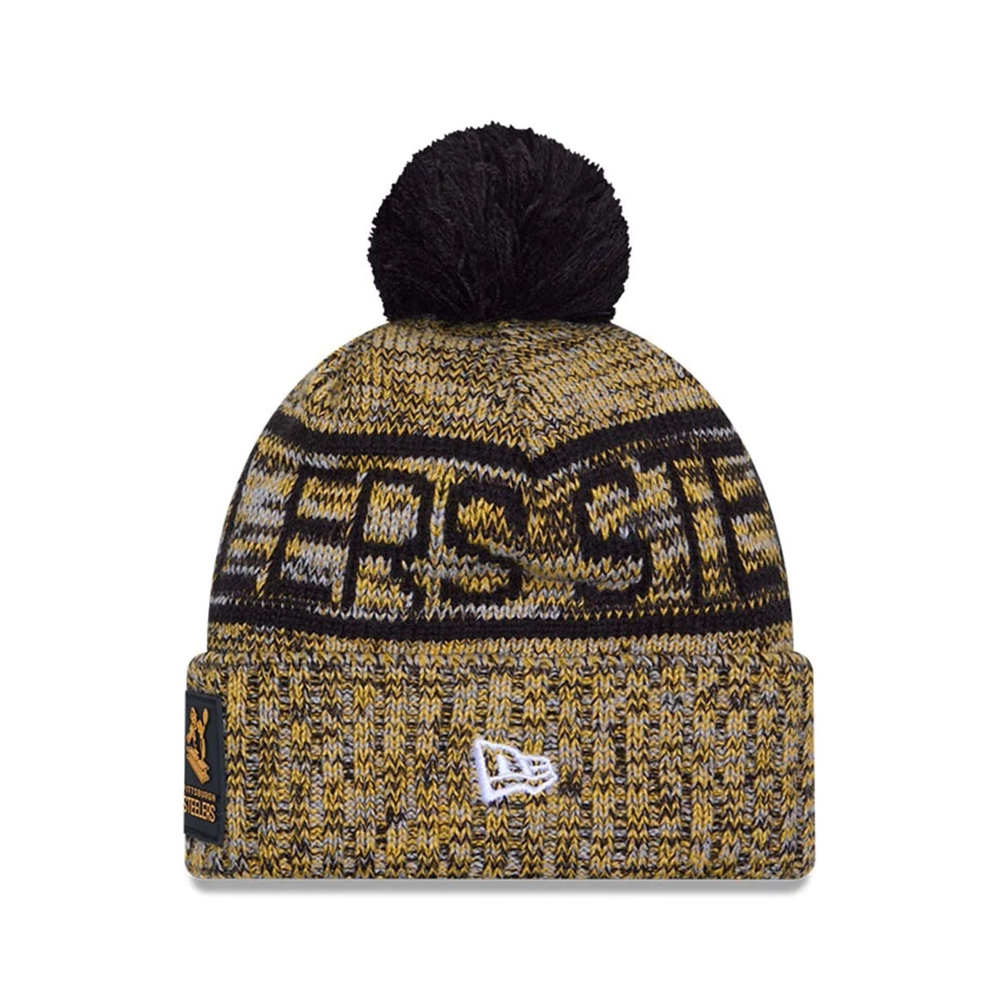 This is a Pittsburgh Steelers NFL Sideline Black Sport Knit Beanie Hat 3