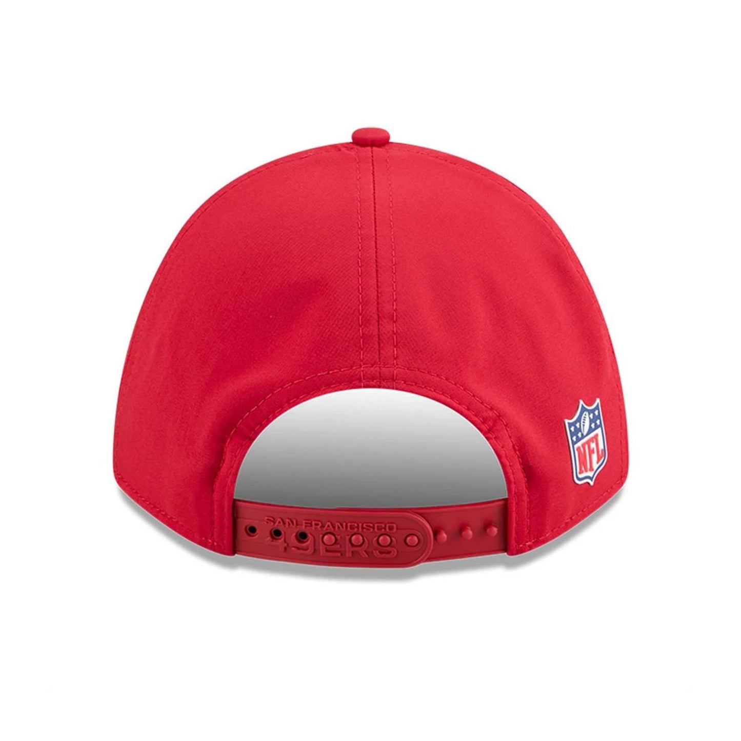 This is a San Francisco 49ers NFL Sideline 2025 Red 9FORTY M-Crown Adjustable Cap 7