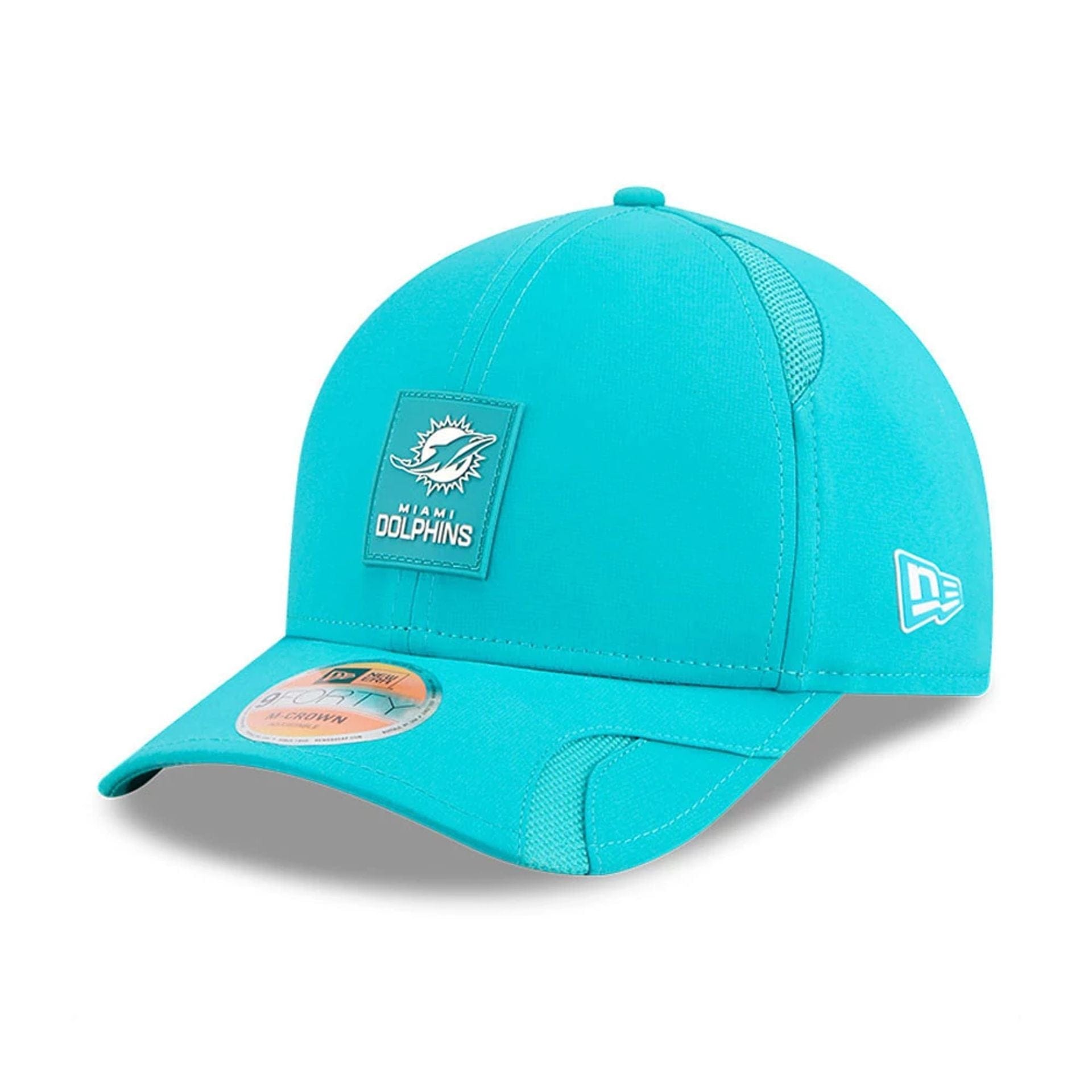 This is a Miami Dolphins NFL Sideline 2025 Turquoise 9FORTY M-Crown Adjustable Cap 1