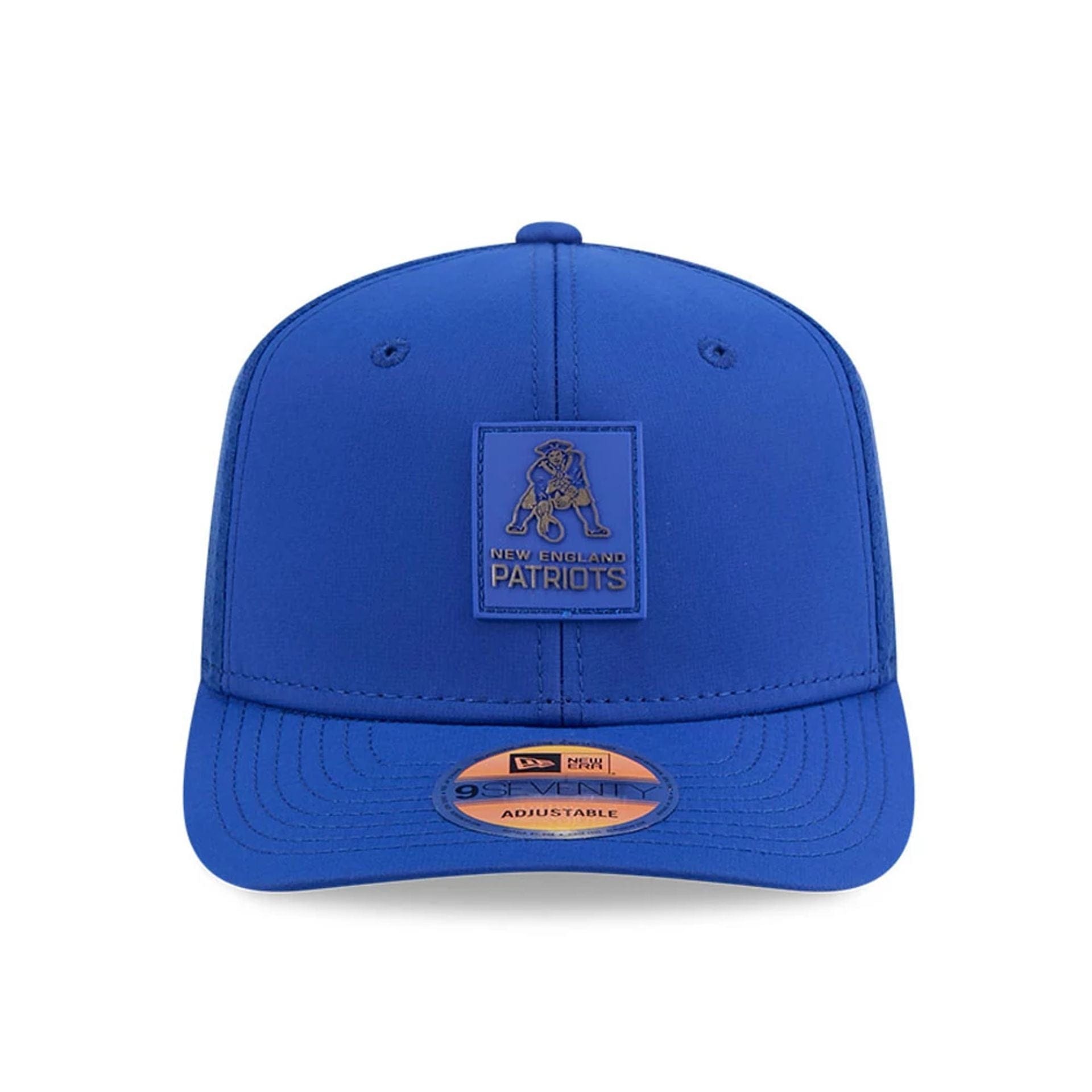 This is a New England Patriots NFL Sideline 2025 Blue 9SEVENTY Trucker Stretch Snap Adjustable Cap 2