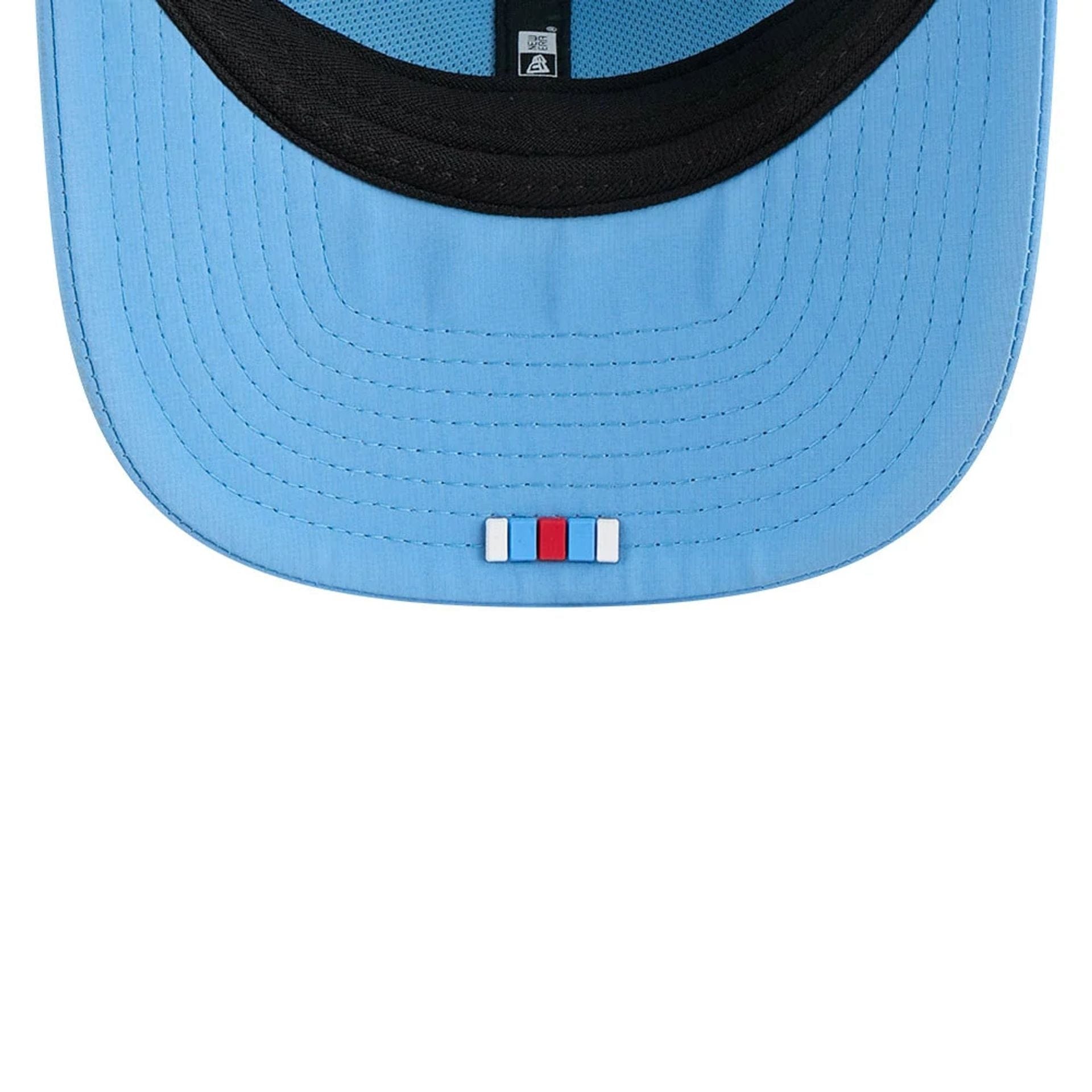This is a NFL Oilers NFL Sideline 2025 Pastel Blue 9SEVENTY Trucker Stretch Snap Adjustable Cap 2