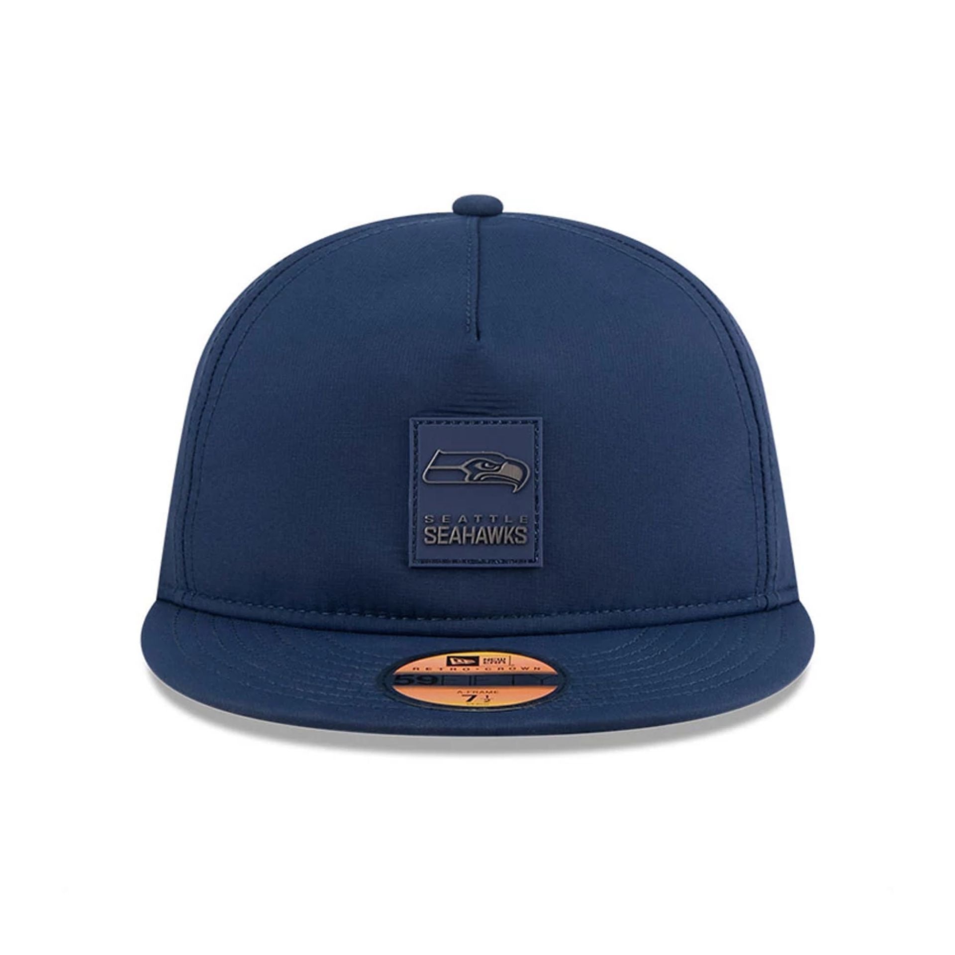 This is a Seattle Seahawks NFL Sideline 2025 Dark Blue Retro Crown 59FIFTY Fitted Cap 2