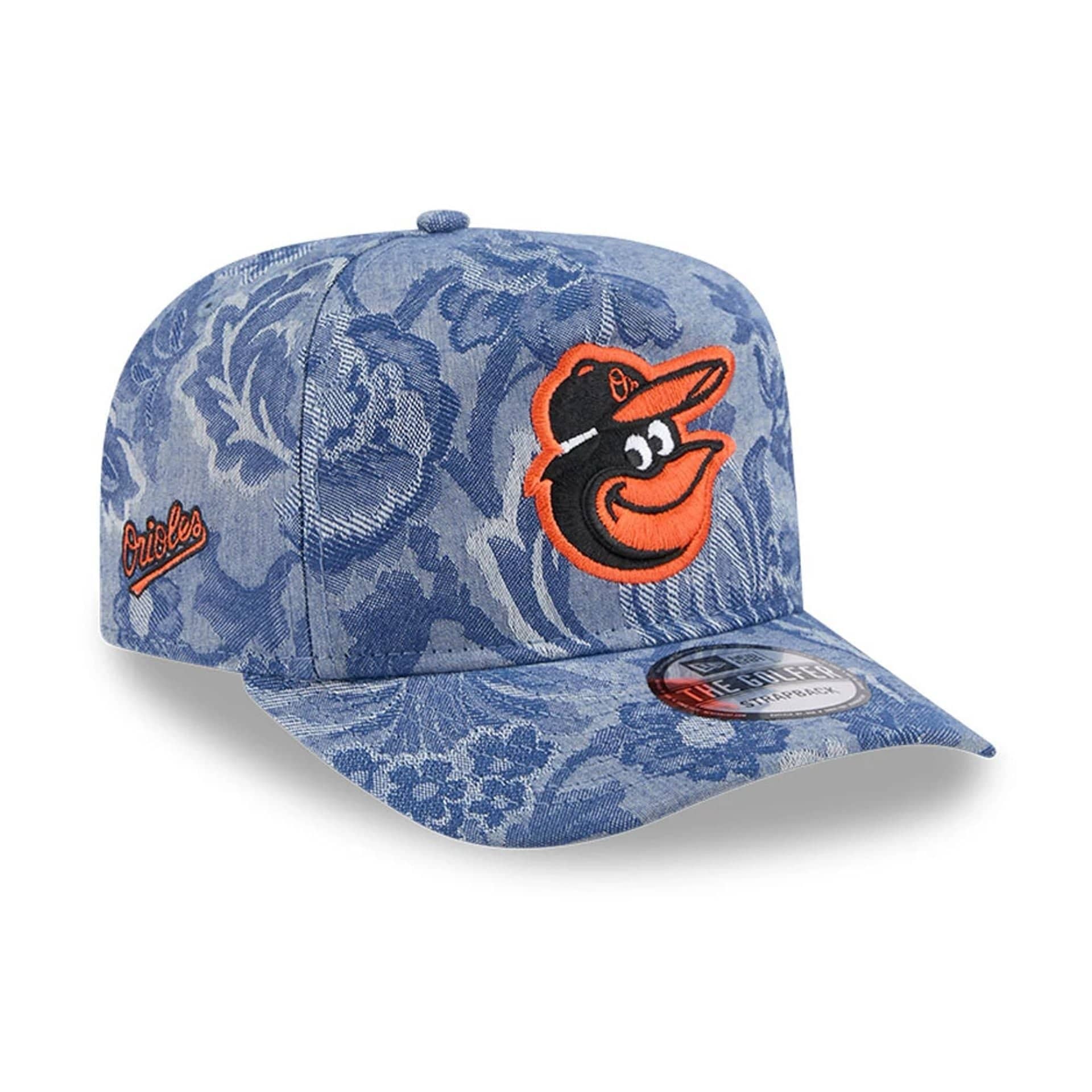 This is a Baltimore Orioles Denim Jacquard Blue Golfer Adjustable Cap 1