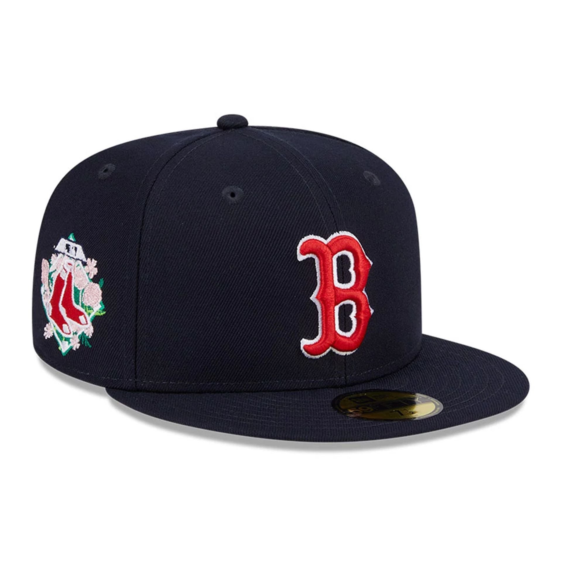 This is a Boston Red Sox Floral Undervisor Navy 59FIFTY Fitted Cap 1