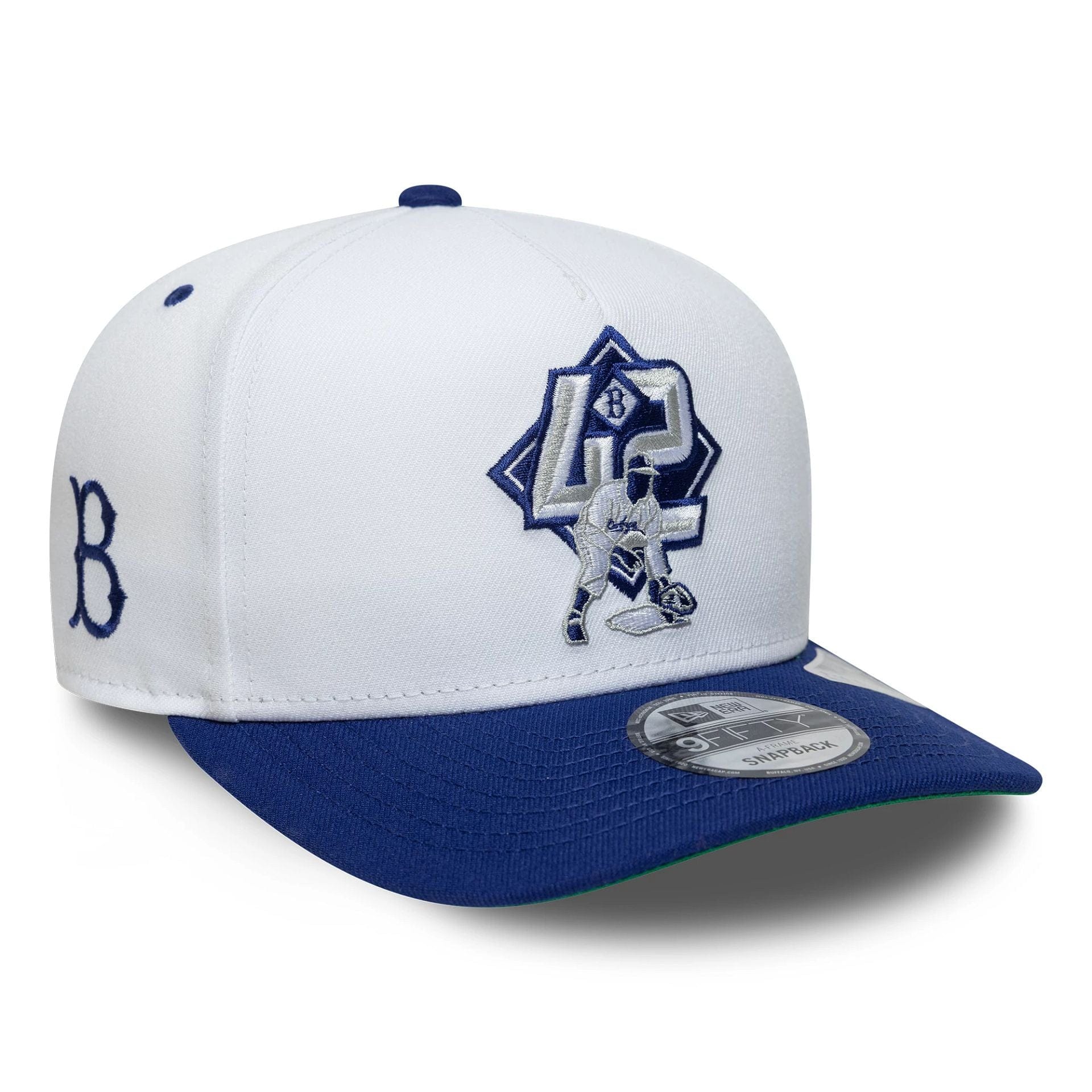 This is a Brooklyn Dodgers MLB Player White 9FIFTY A-Frame Snapback Adjustable Cap 1