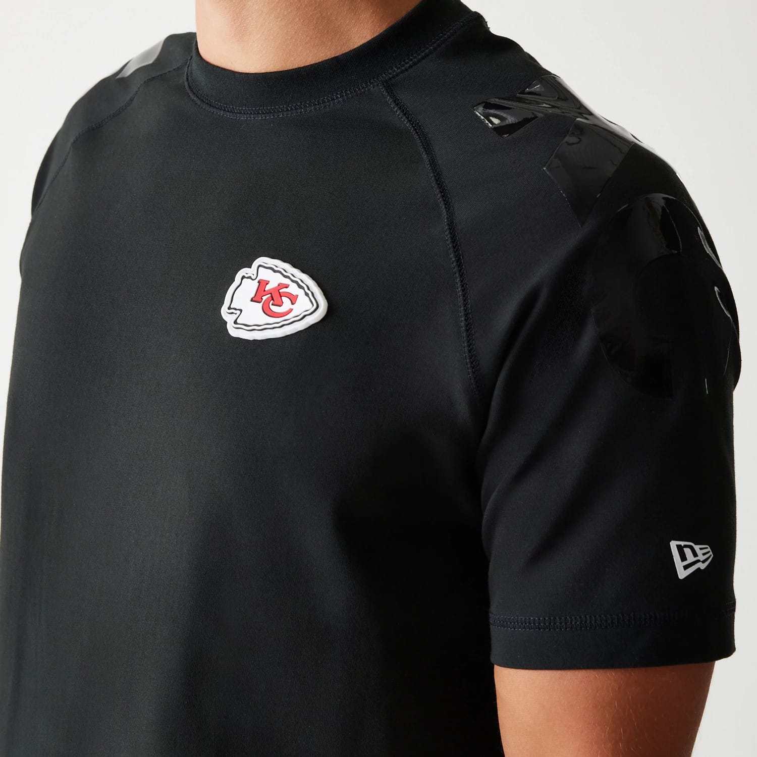 The Male model is wearing Kansas City Chiefs NFL 3RD Down Black T-Shirt 4