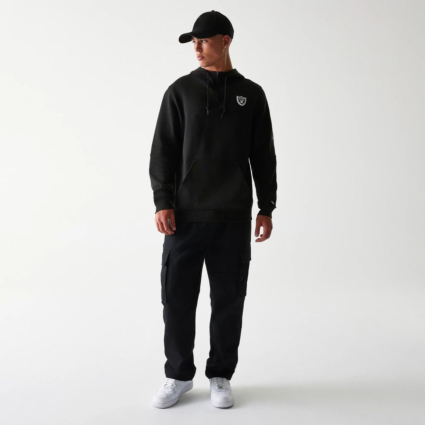 The Male model is wearing Las Vegas Raiders NFL 3RD Down Black Pullover Hoodie 8