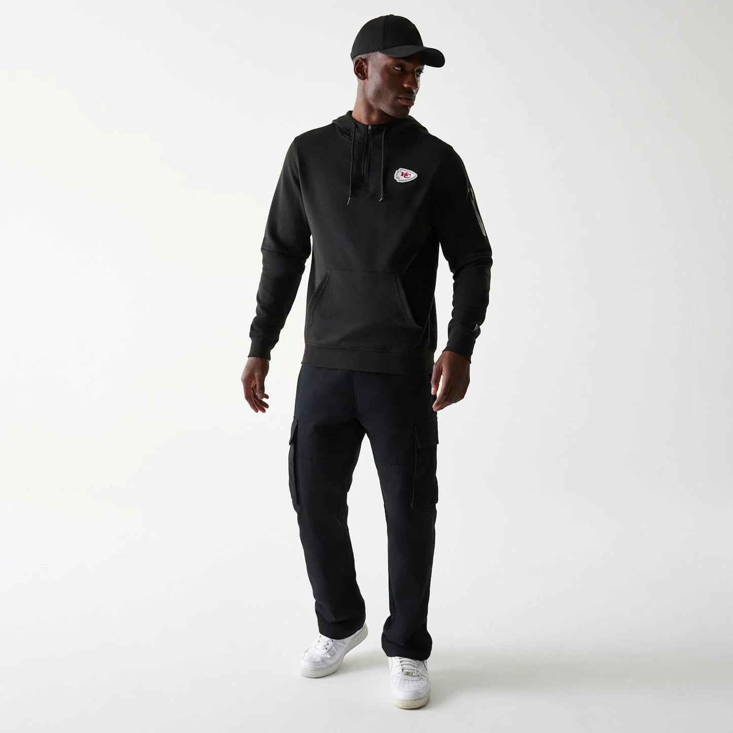 The Male model is wearing Kansas City Chiefs NFL 3RD Down Black Pullover Hoodie 8