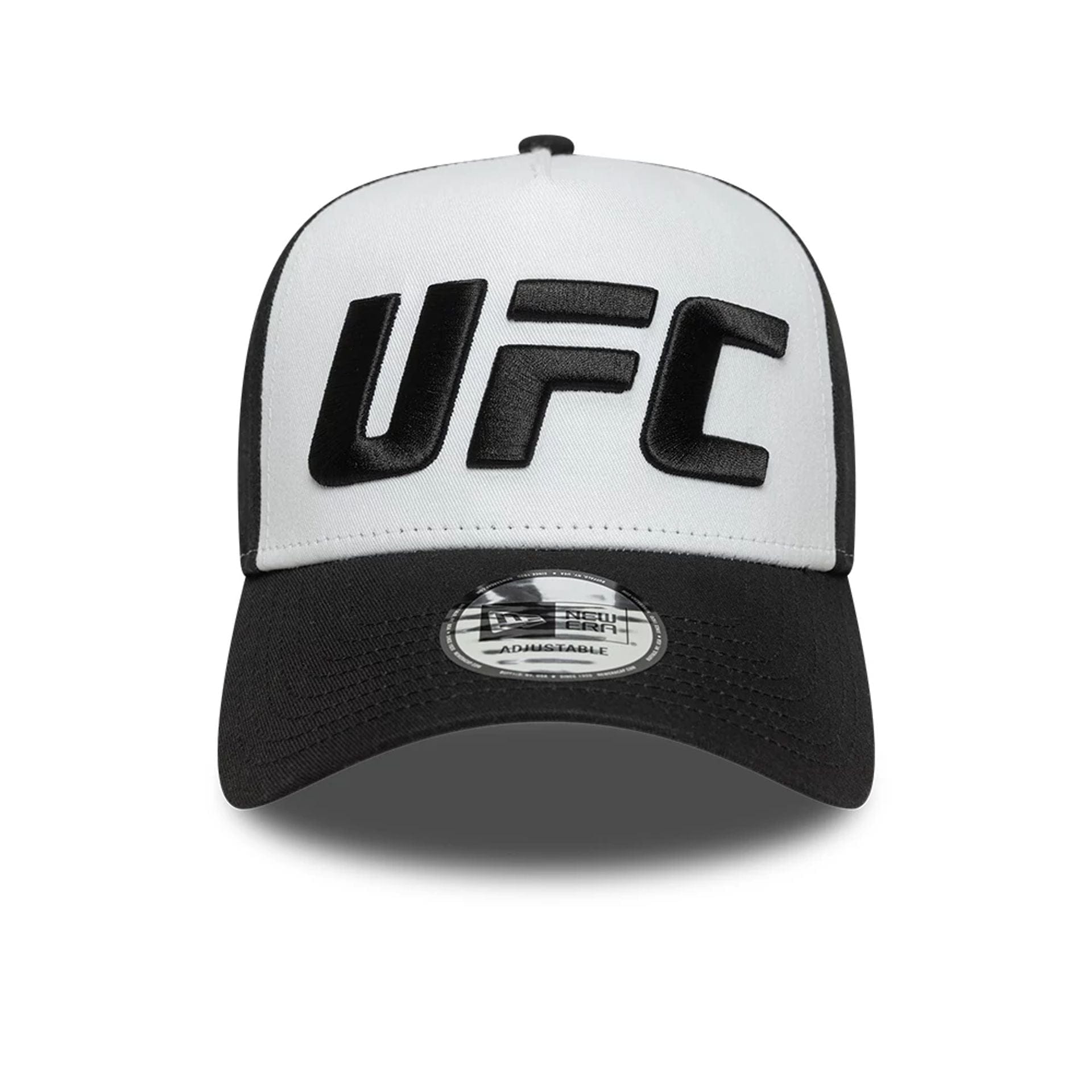 This is a UFC Ultimate Fighting Core Black 9FORTY A-Frame Trucker Adjustable Cap 2