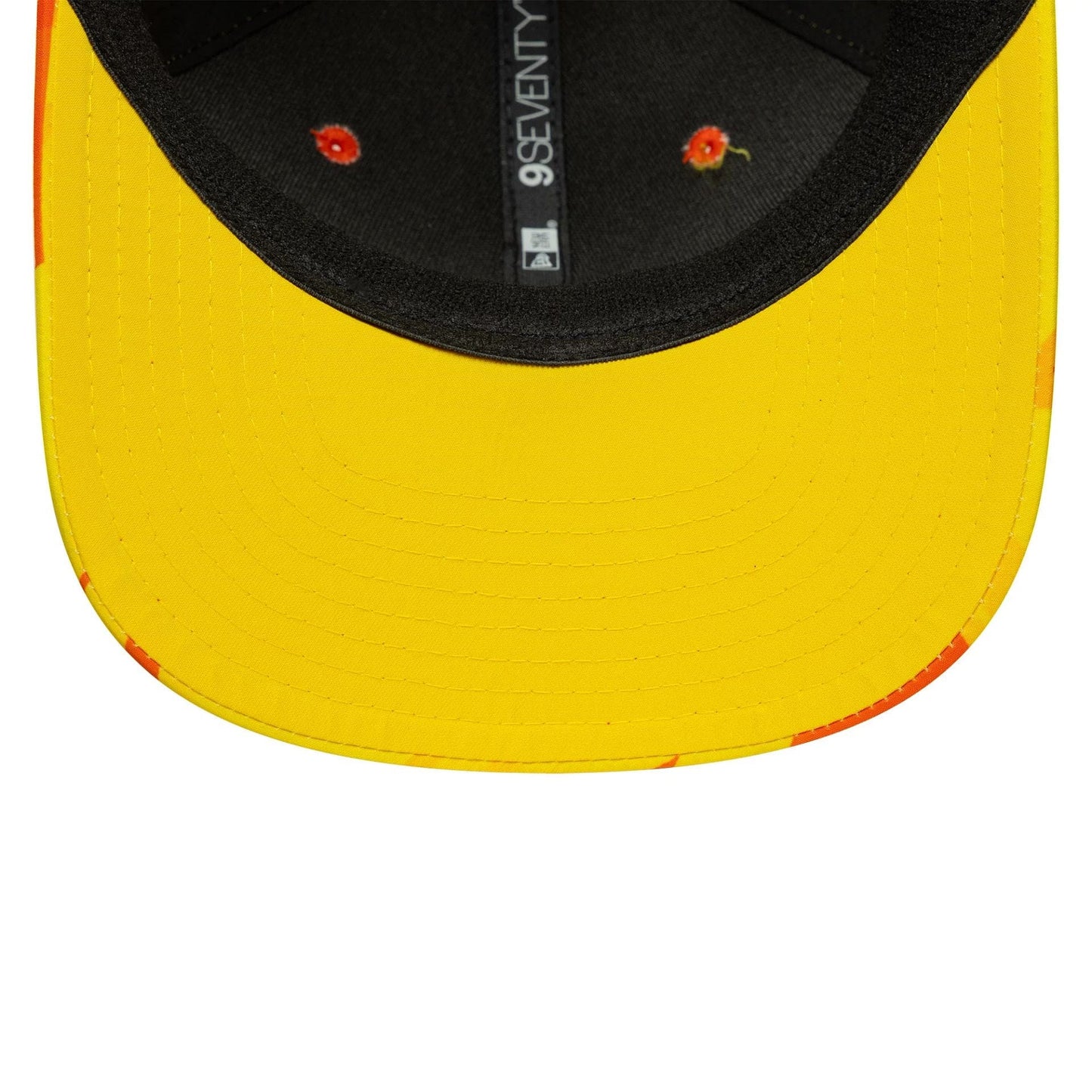 This is a Trent Rockets The Hundred 2025 All Over Print Bright Yellow 9SEVENTY Stretch Snap Adjustable Cap 7