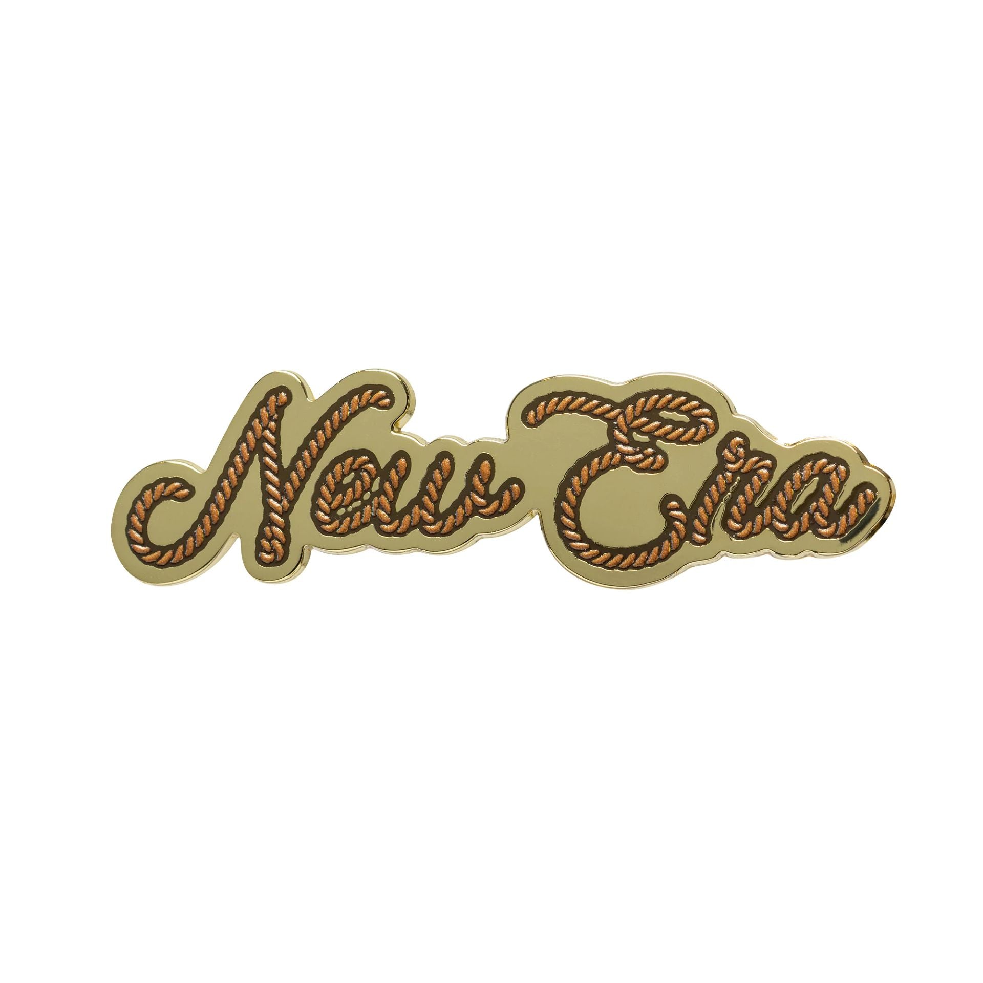 This is a New Era Rope Gold Pin Badge 1