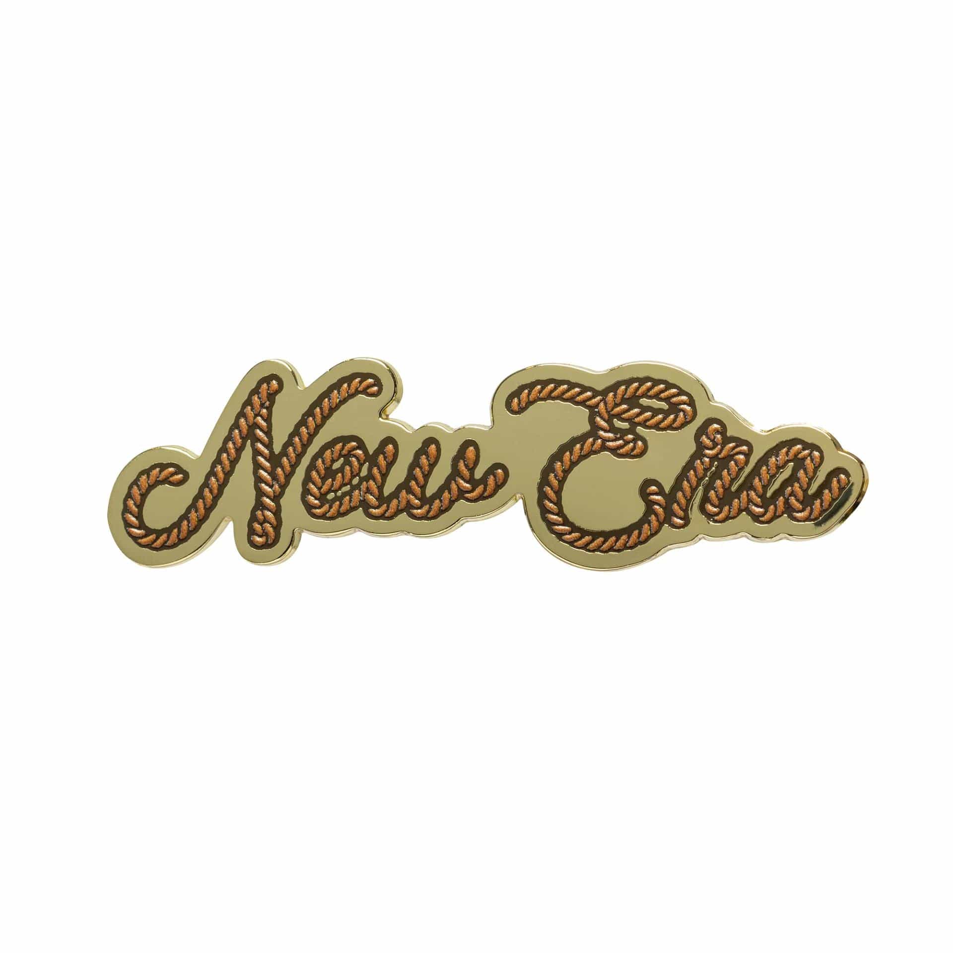 This is a New Era Rope Gold Pin Badge 1