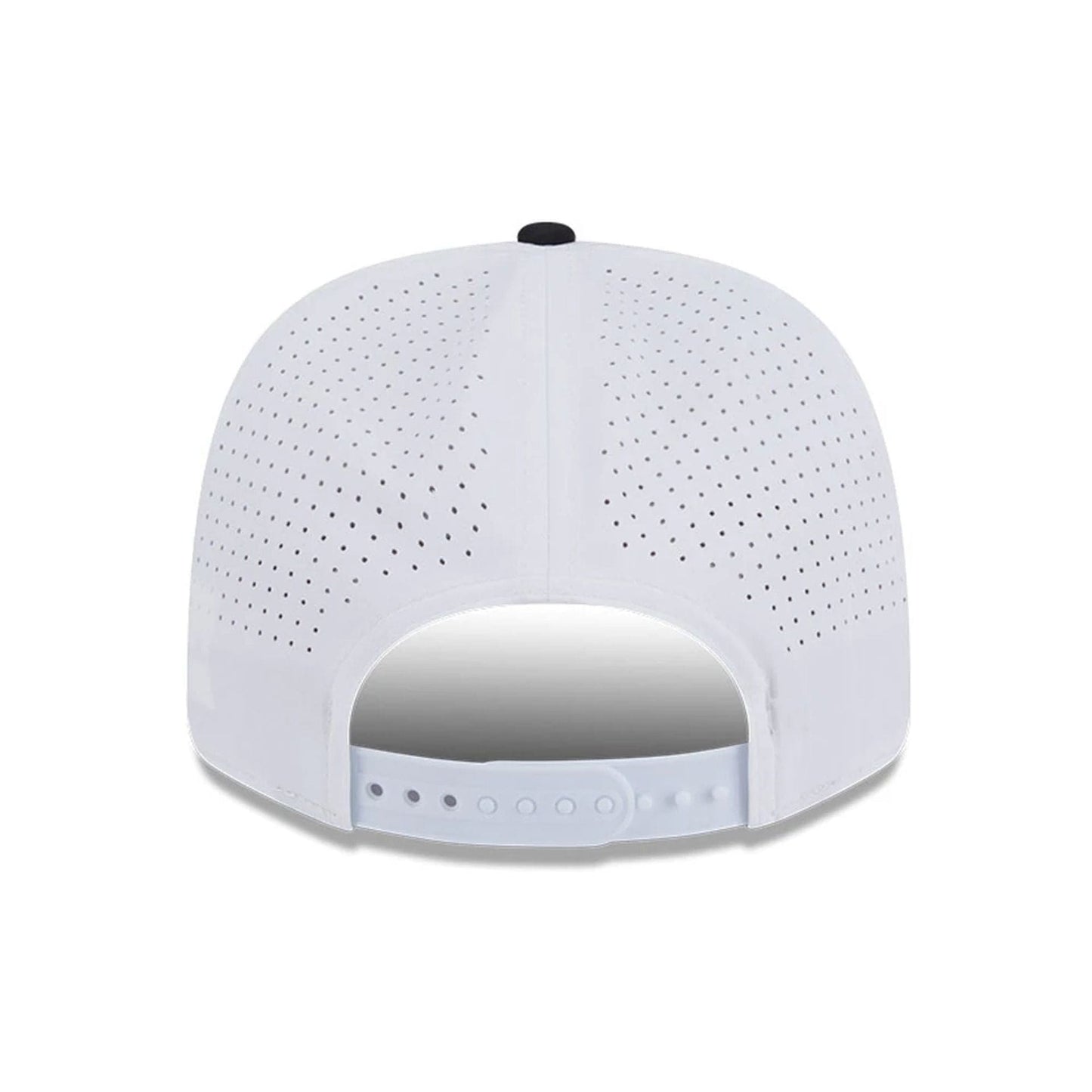 This is a Smash Patch LIV Golf 2025 White 9SEVENTY Stretch Snap Adjustable Cap 7