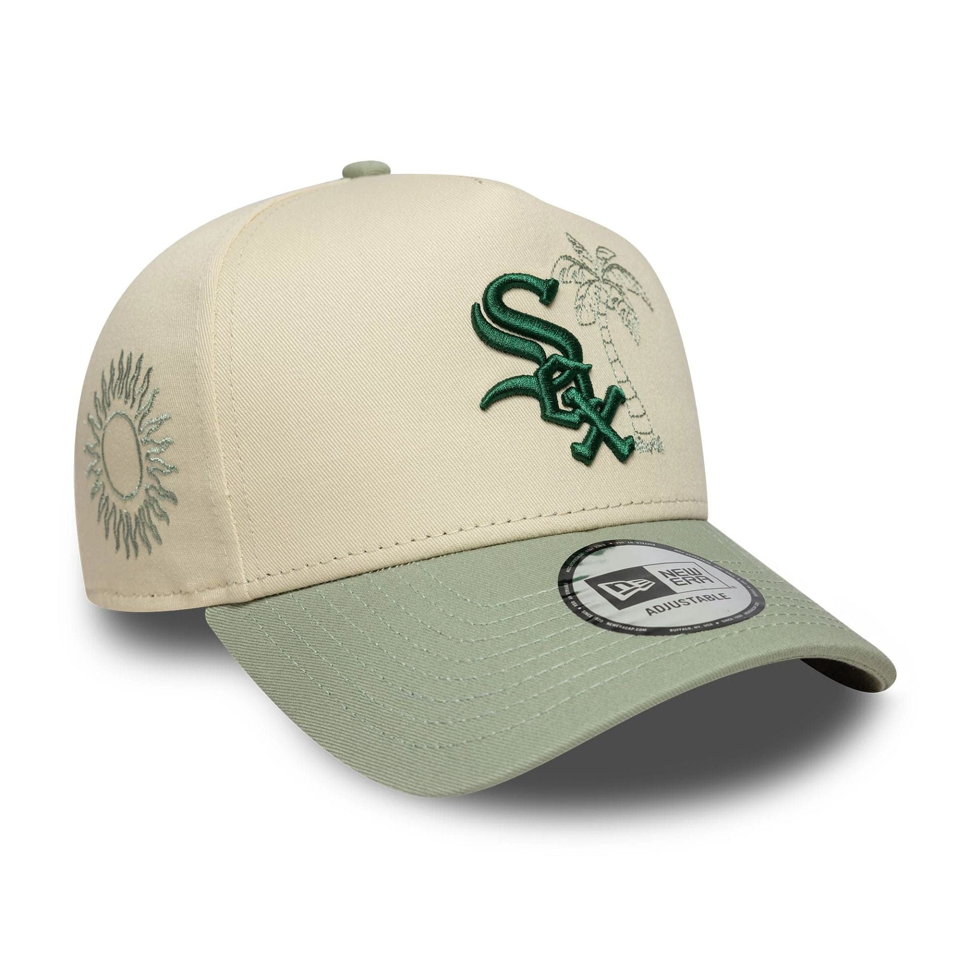 This is a Chicago White Sox MLB Summer Icon Light Beige 9FORTY A-Frame Adjustable Cap 1