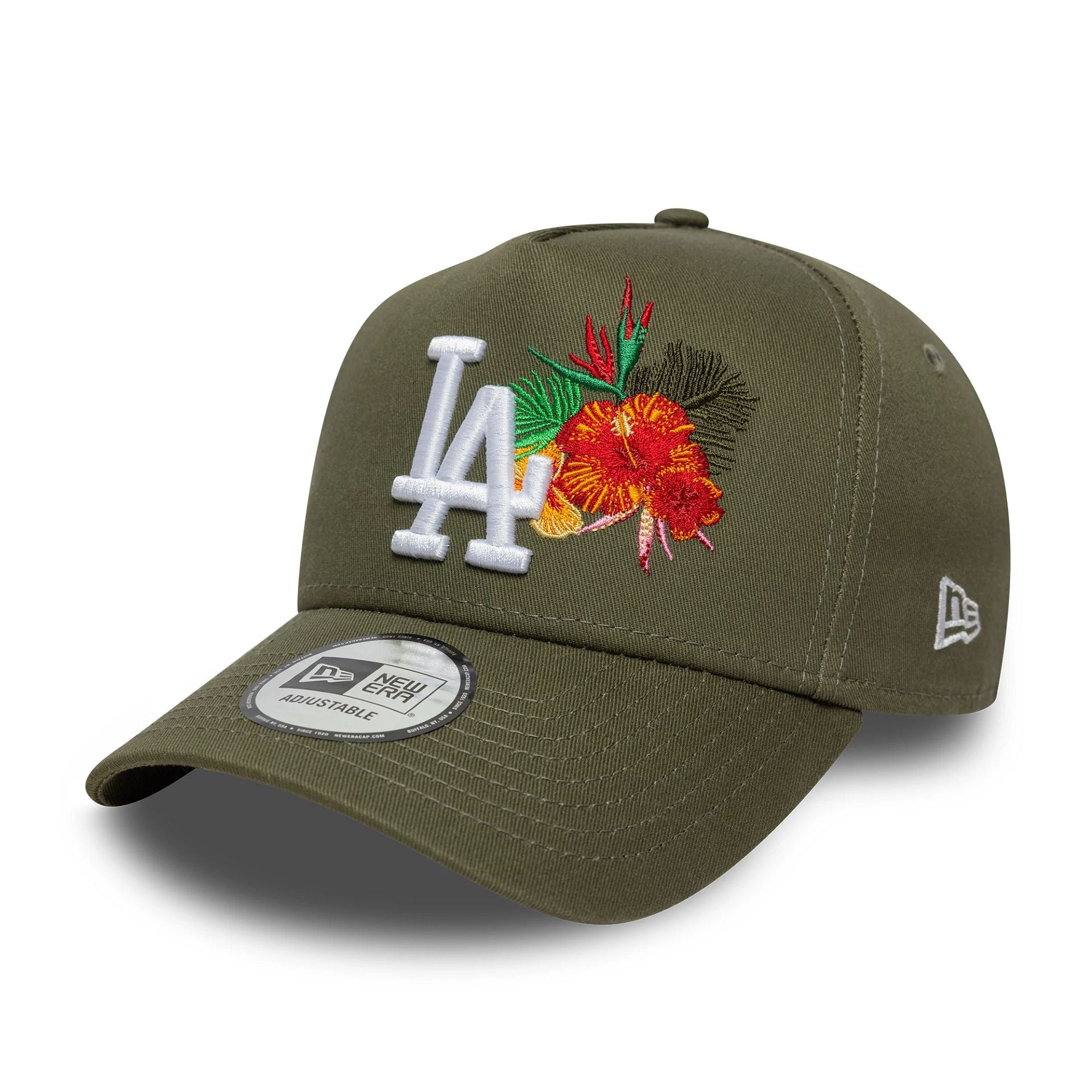 This is a LA Dodgers MLB Flower Icon Green 9FORTY E-Frame Adjustable Cap 1