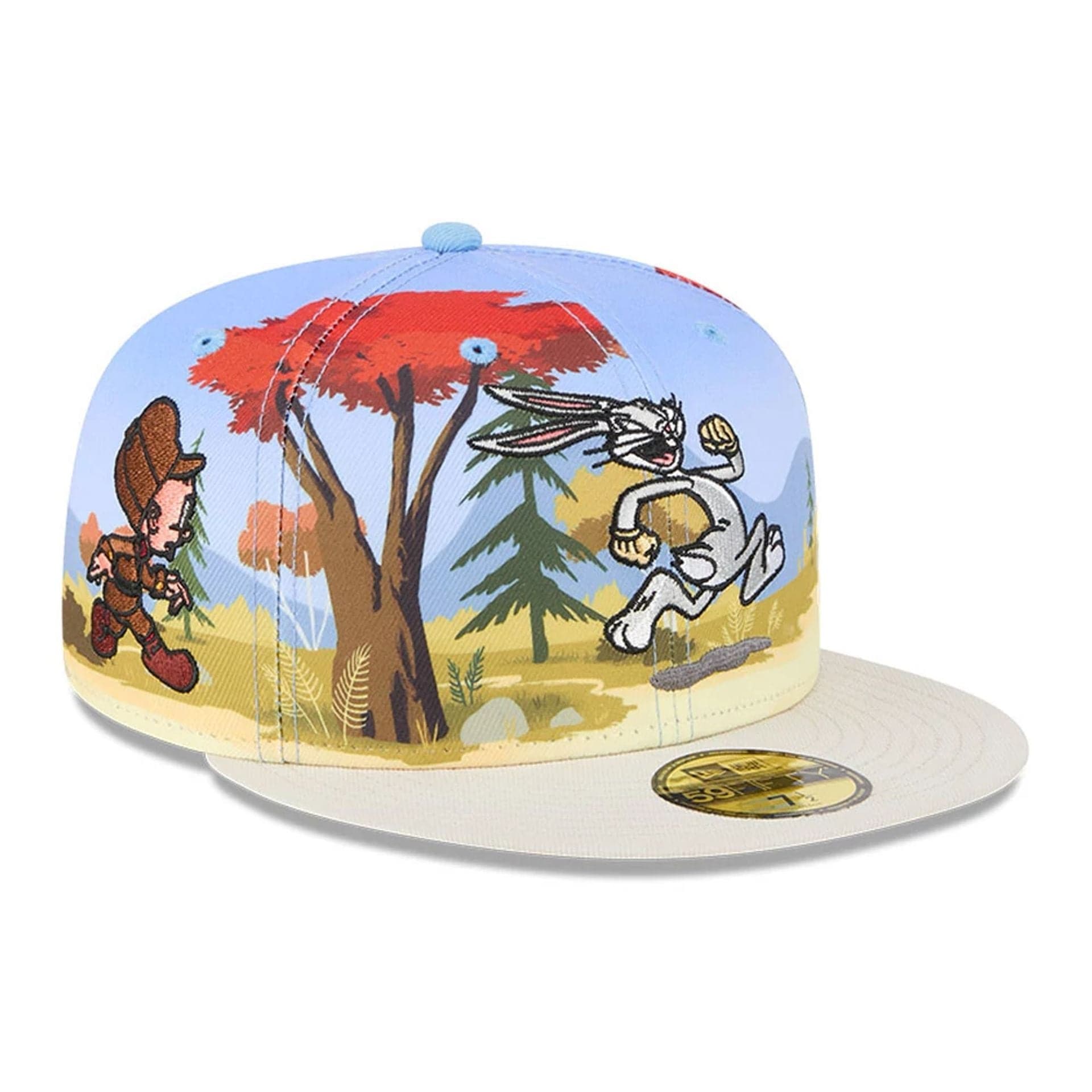 This is a Multi Character Looney Tunes Cream 59FIFTY Fitted Cap 1