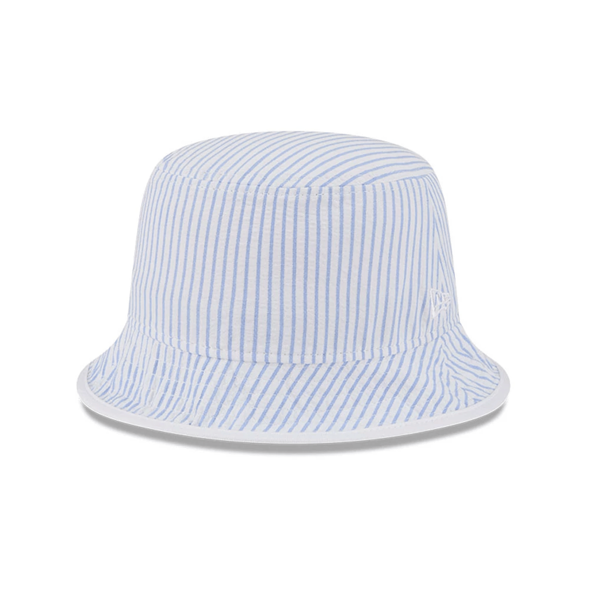 This is a New Era Pinstripe Pastel Blue Bucket Hat 1