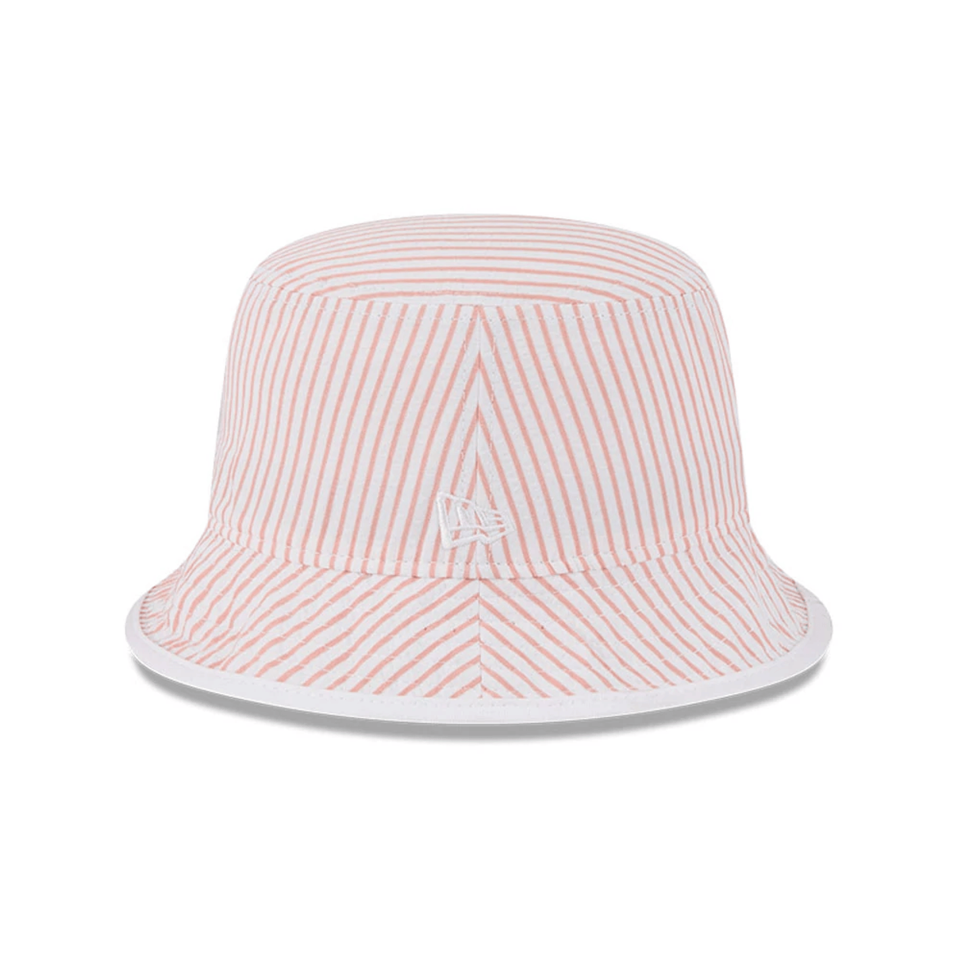 This is a New Era Pinstripe Pastel Orange Bucket Hat 2