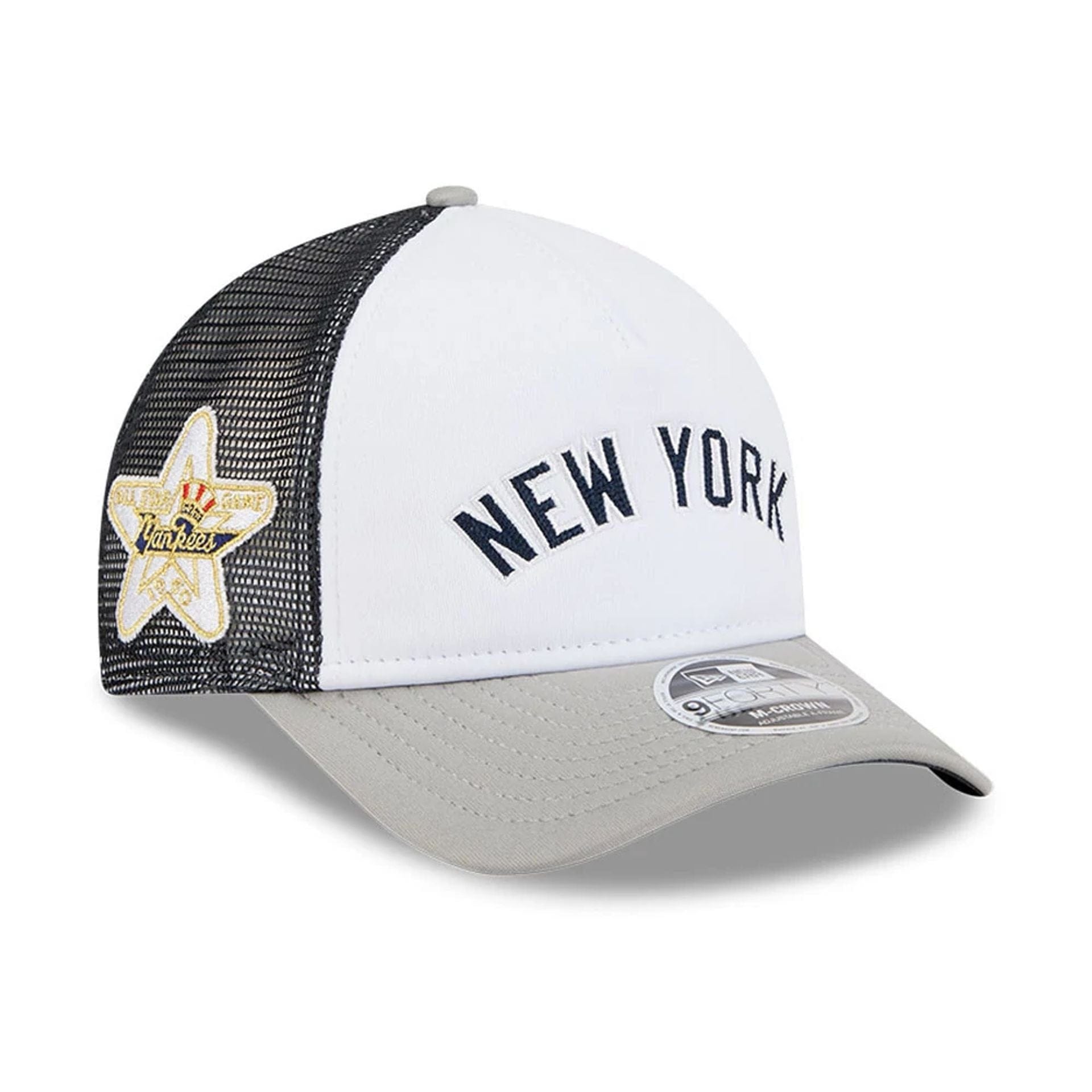 This is a New York Yankees Summer Derby White 9FORTY M-Crown A-Frame Adjustable Cap 1