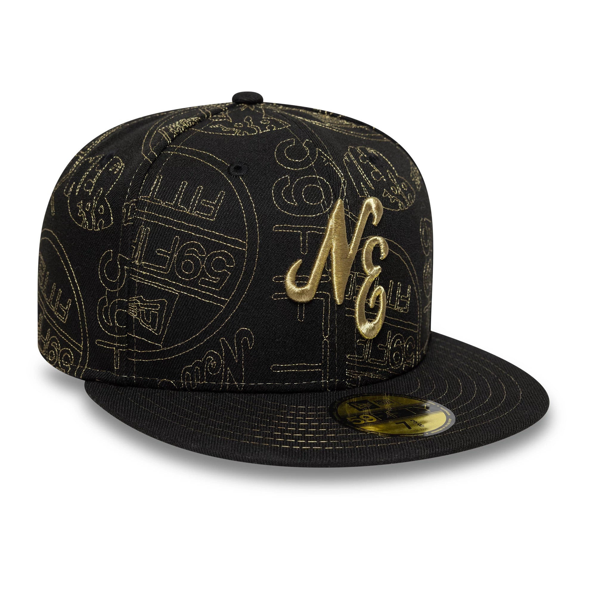 Pictured is this New Era Sticker 59FIFTY Fitted Cap in black. 3