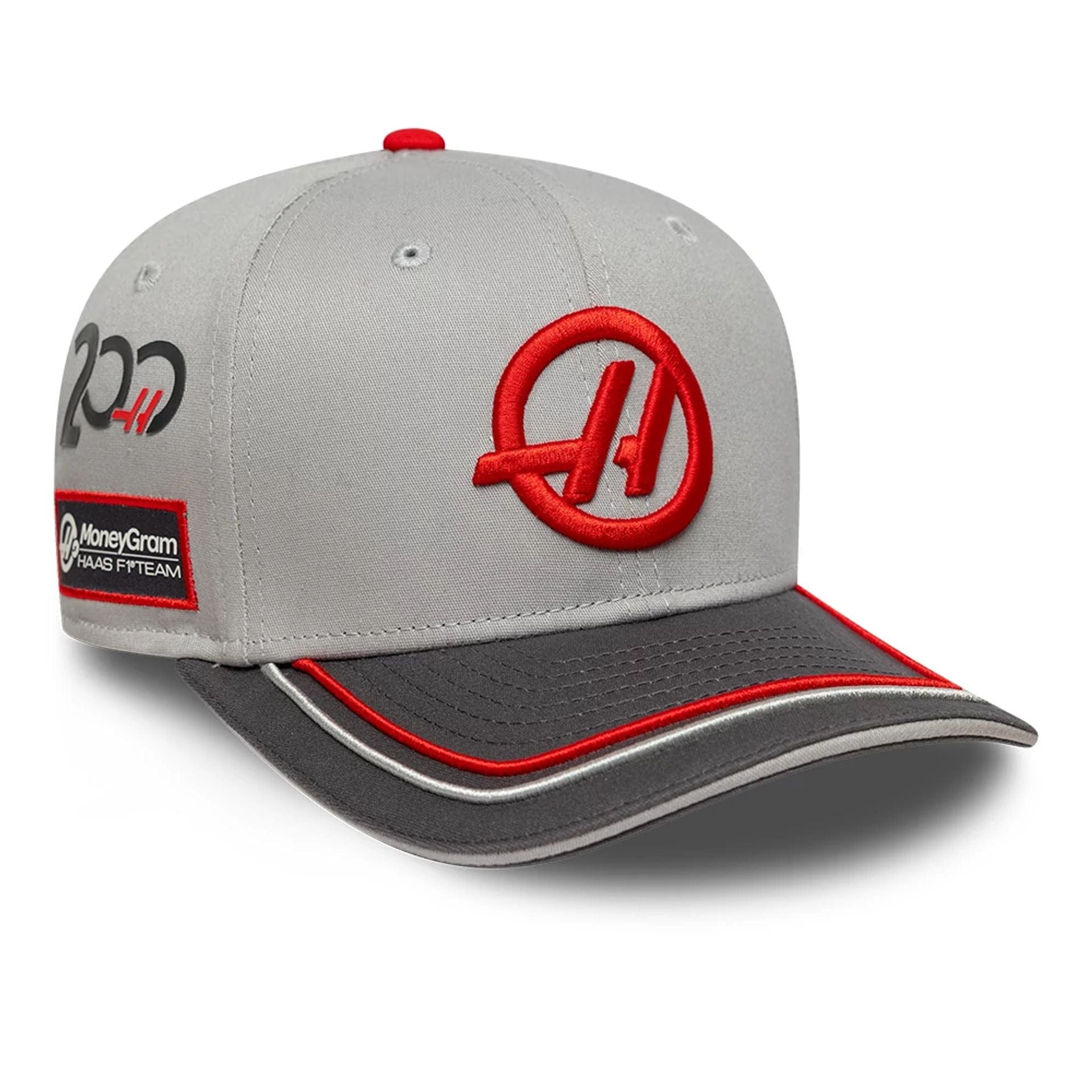 This is a MoneyGram Hass F1 Team 200th Race Dark Grey 9SEVENTY Snapback Adjustable Cap 1