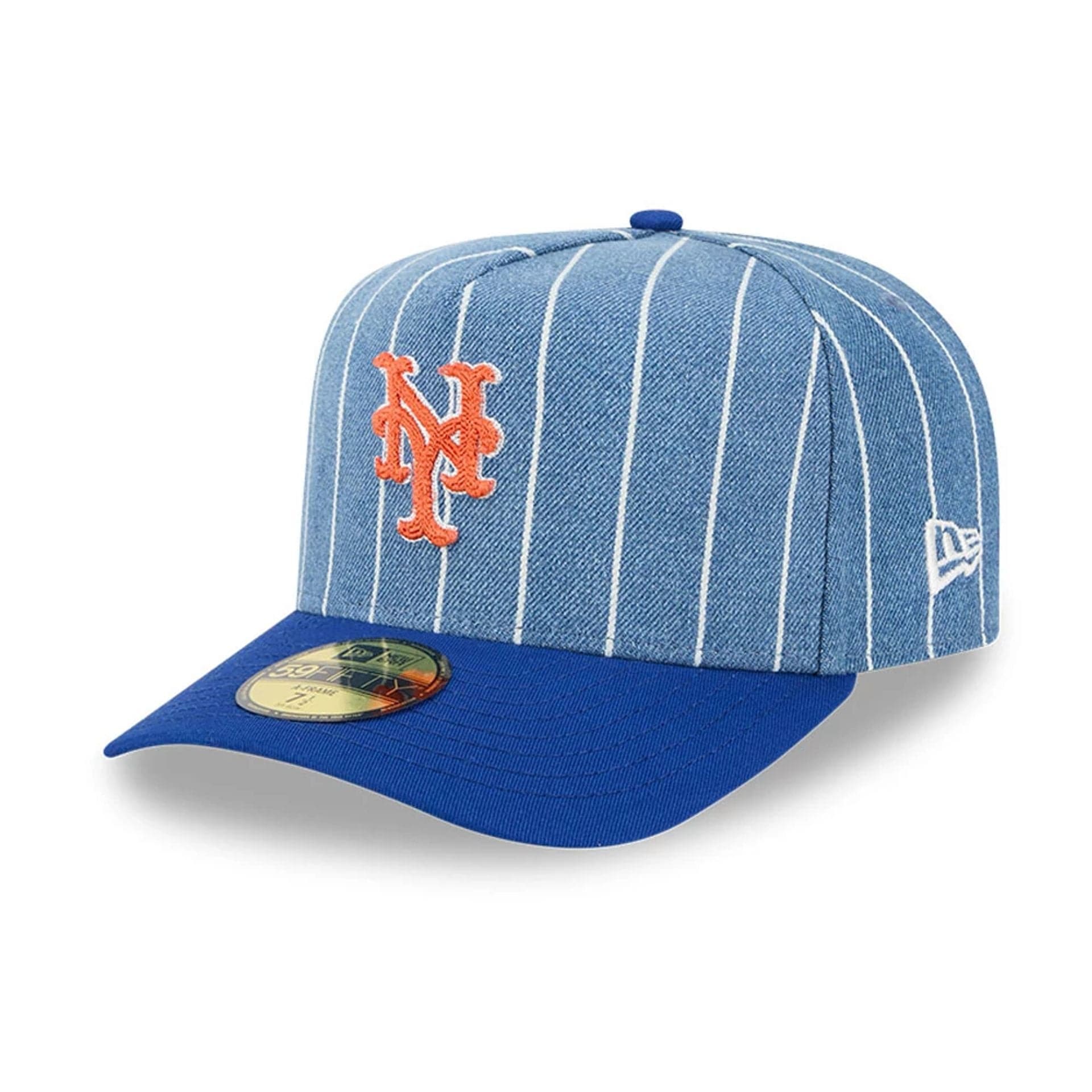 This is a New York Mets MLB Parallel Blue 59FIFTY A-Frame Fitted Cap 1