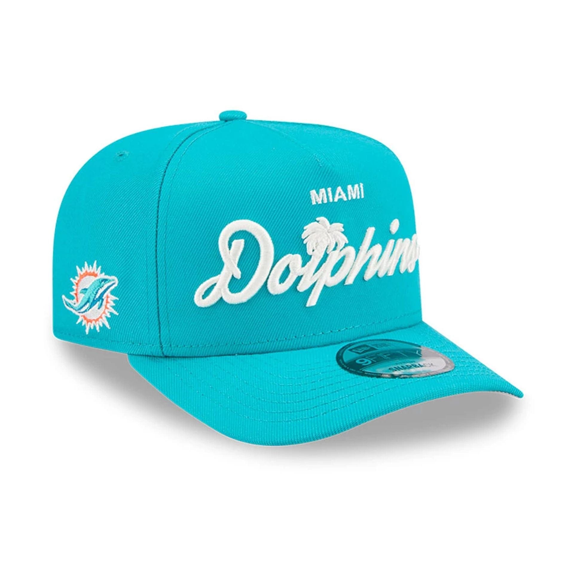 This is a Miami Dolphins MLB Local Play Turquoise 9FIFTY A-Frame Snapback Adjustable Cap 1