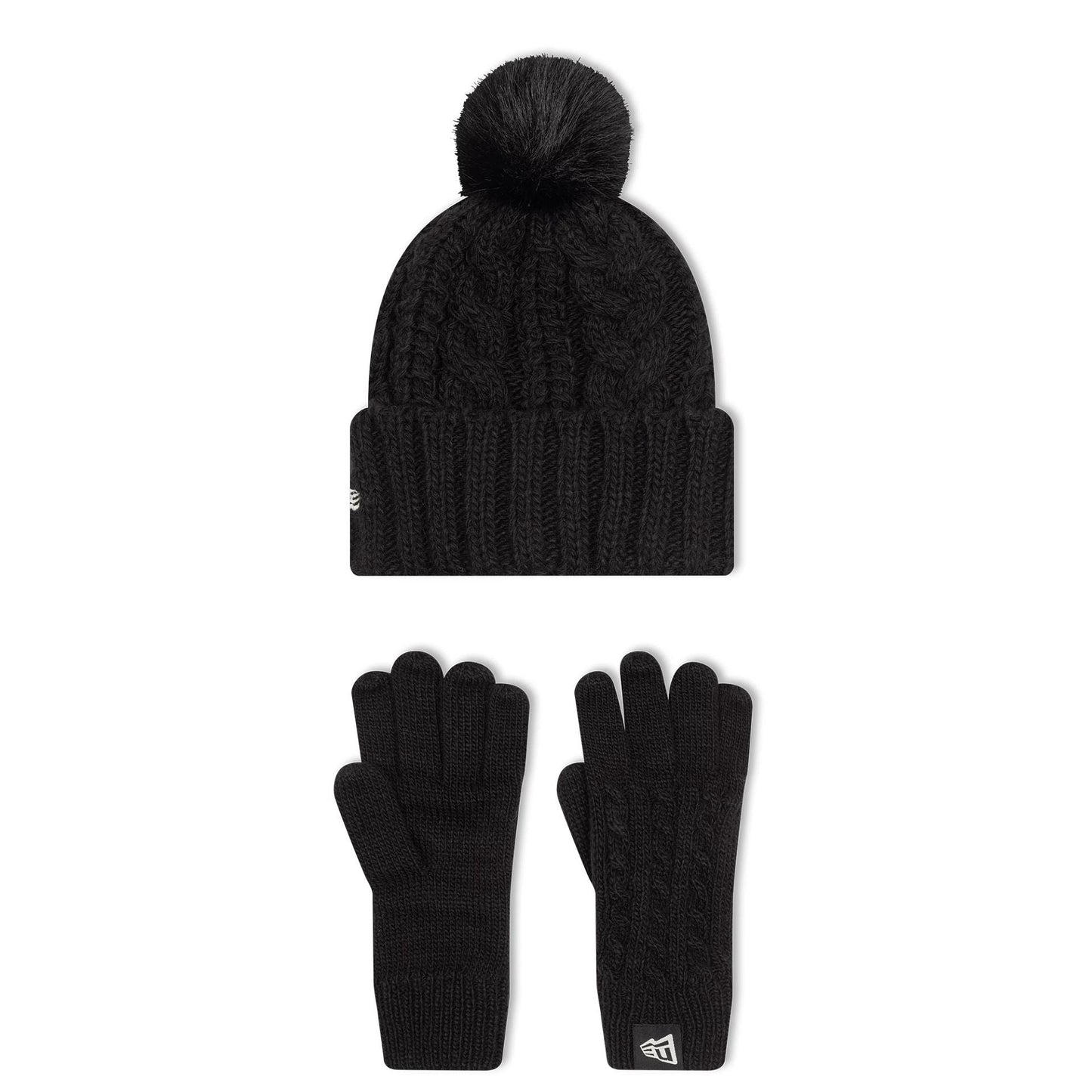 This is a New York Yankees Youth MLB Black Beanie & Gloves Set 2