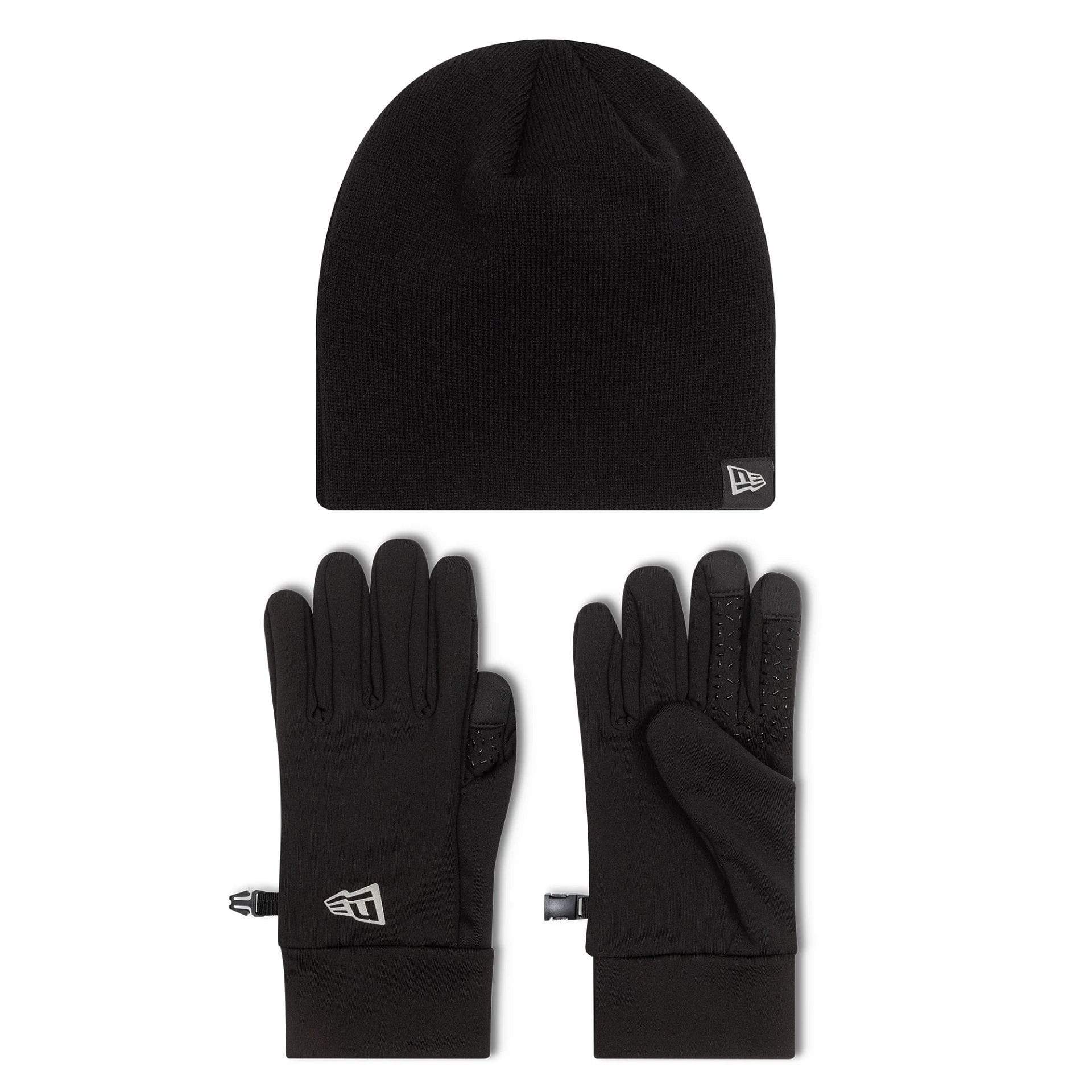 This is a New Era Black Beanie & Gloves Set 1