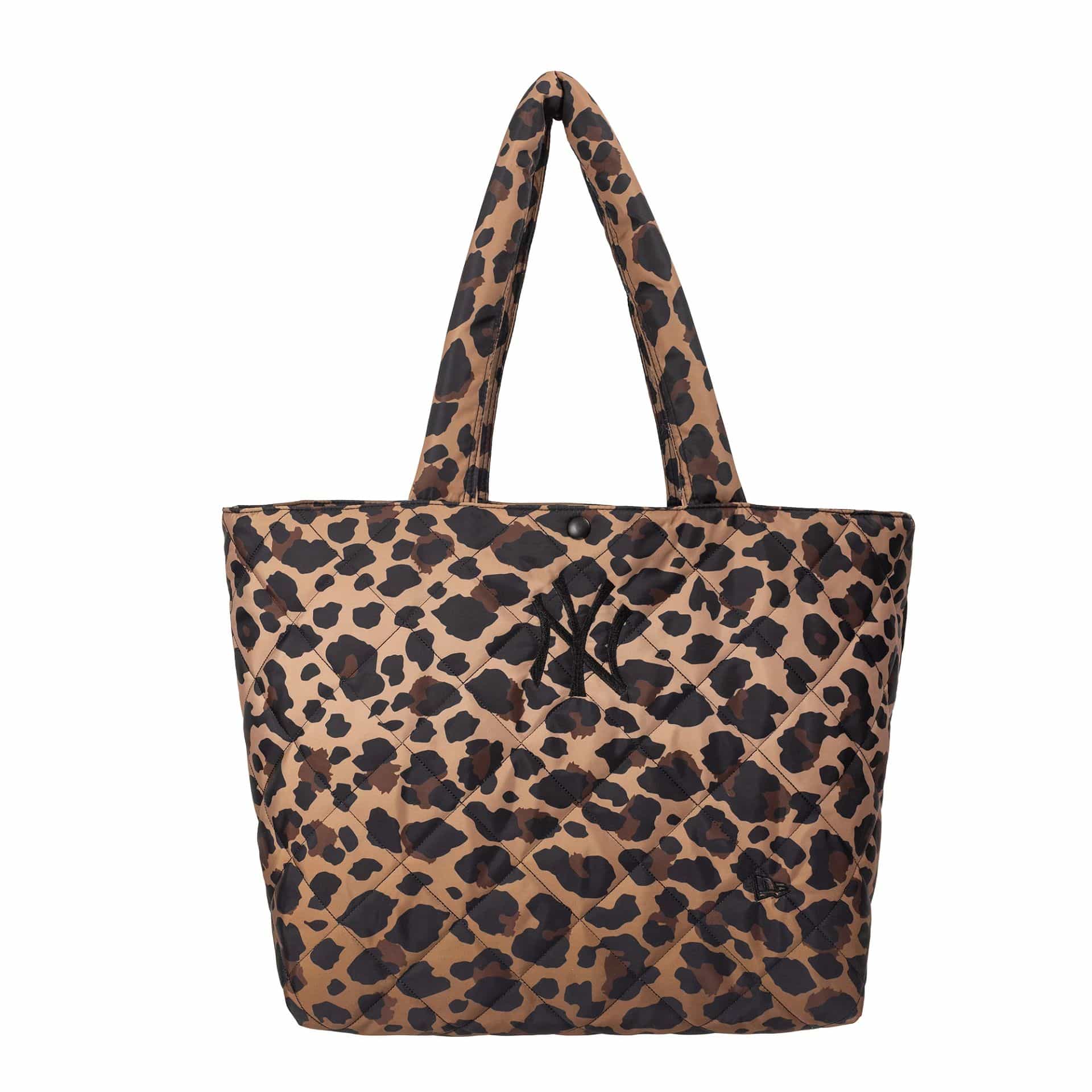 This is a New York Yankees MLB Leopard Quilted All Over Print Tote Bag 1