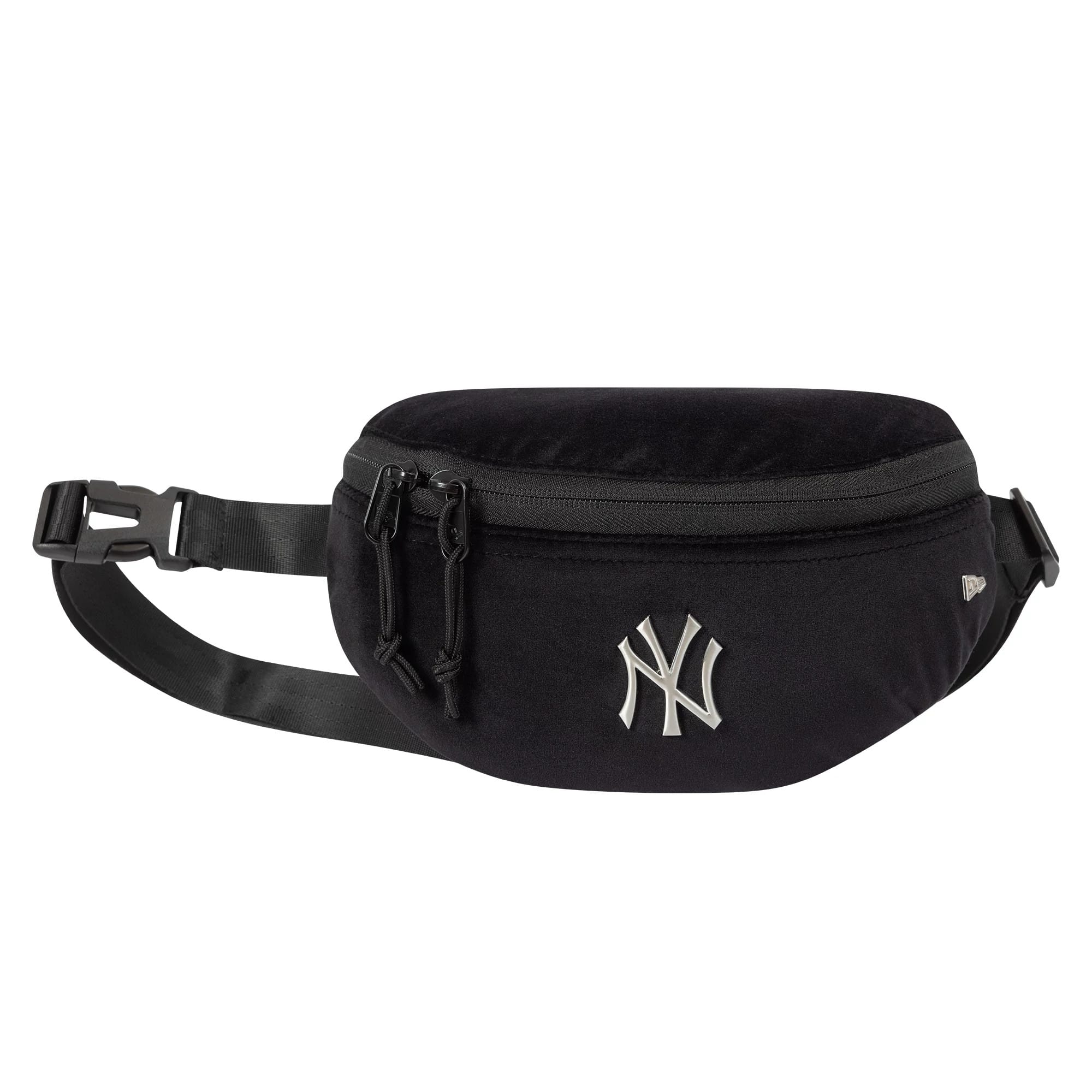 This is a New York Yankees MLB Velour Pin Black Waist Bag 1